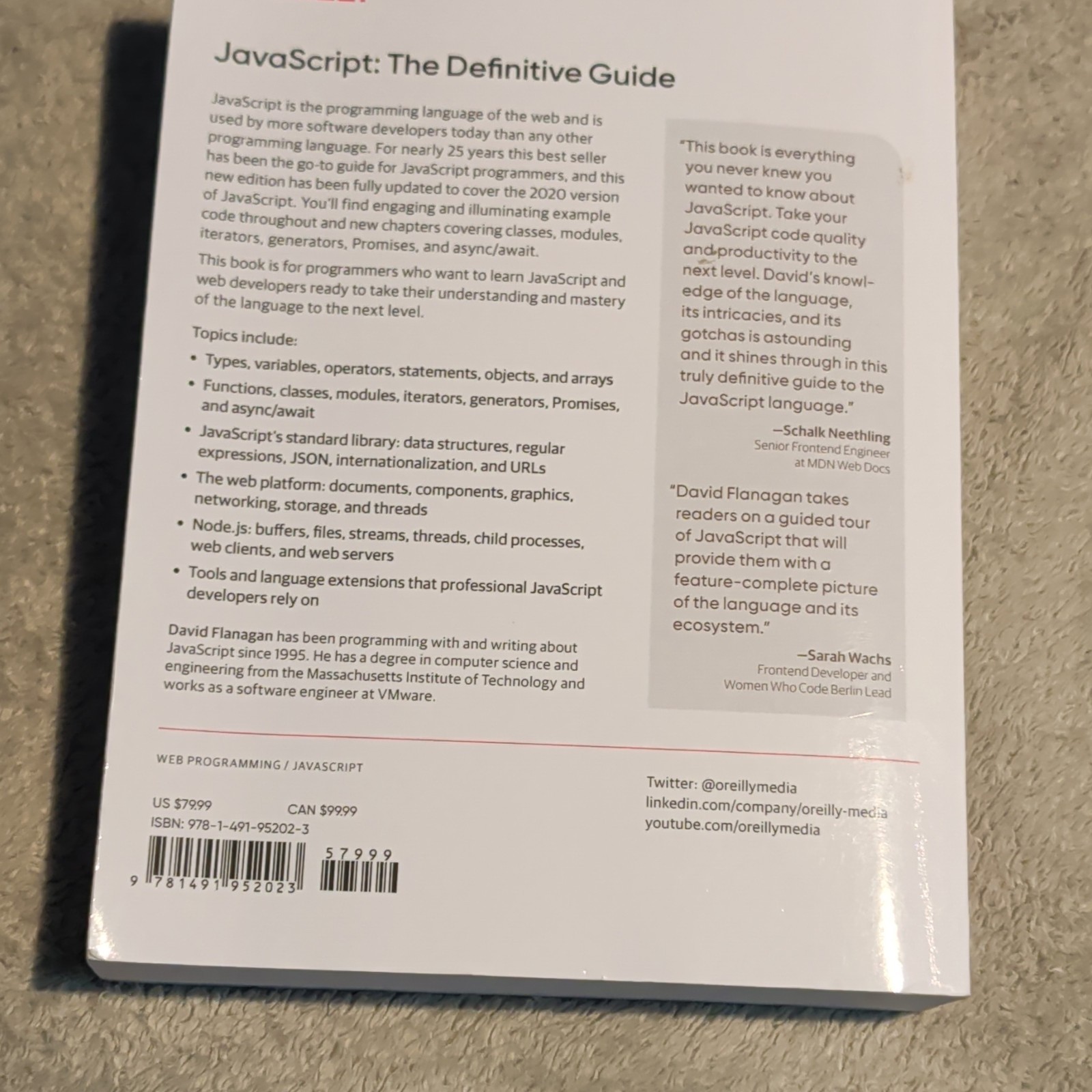 O’Reilly The Definitive Guide 7th Ed David Flanagan 2020 PB