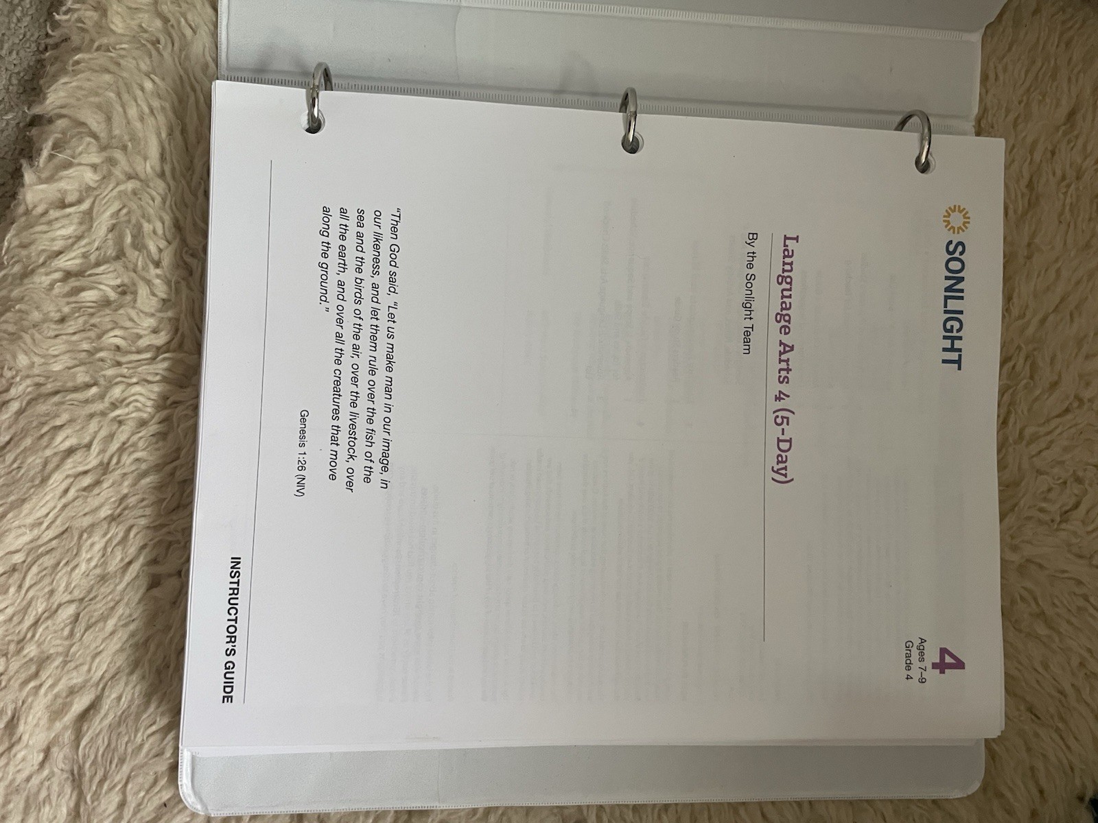Sonlight Language Arts 4 (5-Day) Instructor’s Guide Ringbound Elementary