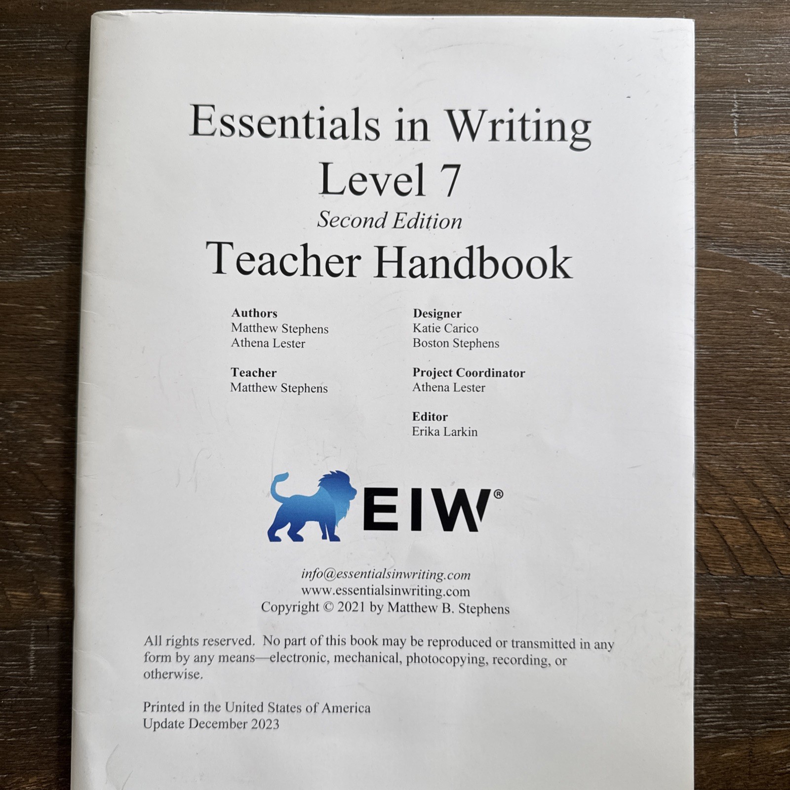 Essentials In Writing Level 7 Assessment Book And Answer Key Homeschool English