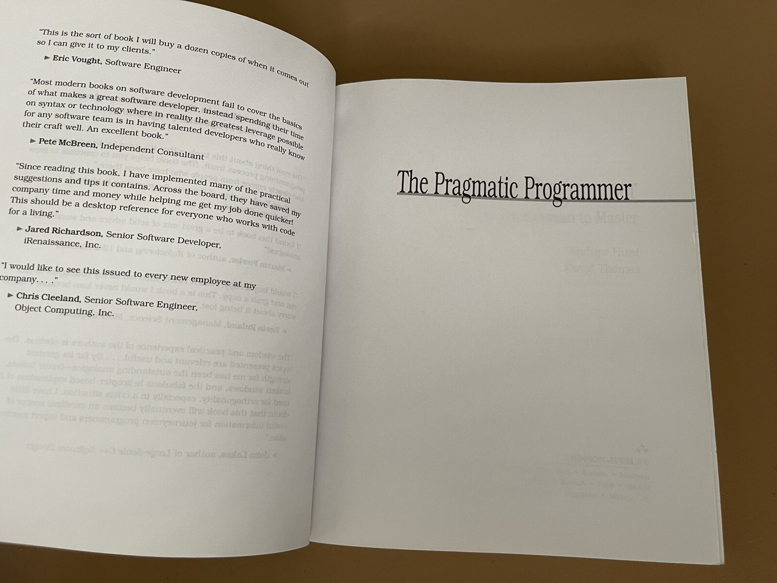 The Pragmatic Programmer Andrew Hunt David Thomas From Journeyman to Master