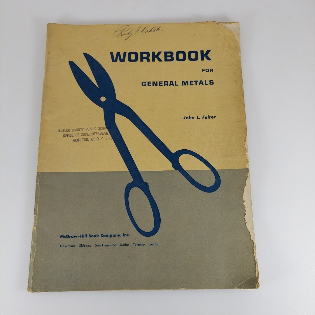 Workbook For General Metals Second Edition by John Feirer 1960 Illustrated PB