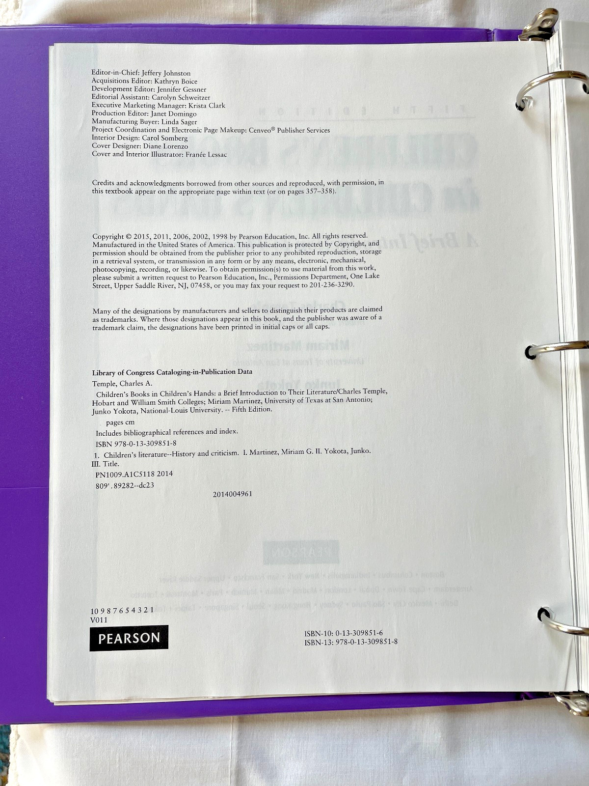 Children’s Books in Children’s Hands (Pearson 2015) 5th Ed Loose-Leaf Version