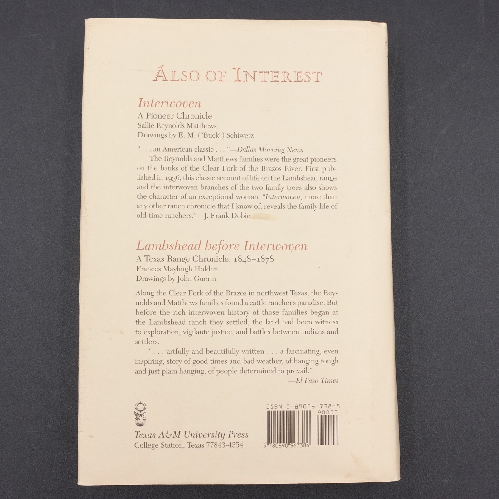Lambshead Legacy The Ranch Diary of Watt R Matthews 1997 HB DJ 1st Ed + research