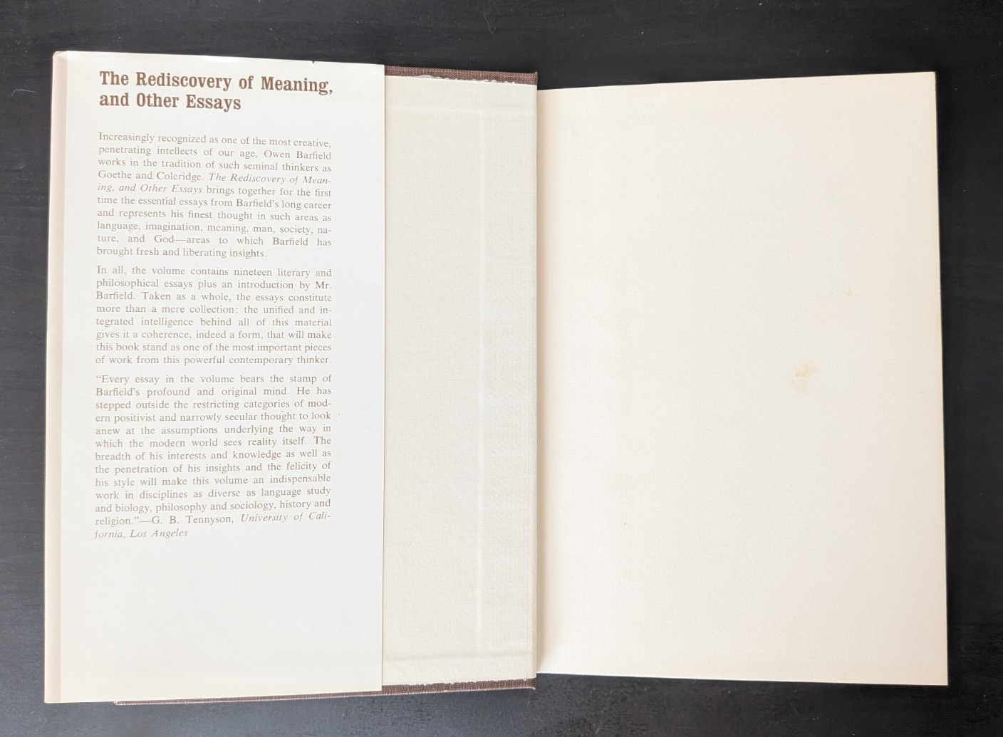 The Rediscovery of Meaning and Other Essays by Owen Barfield (1977, Hardcover)