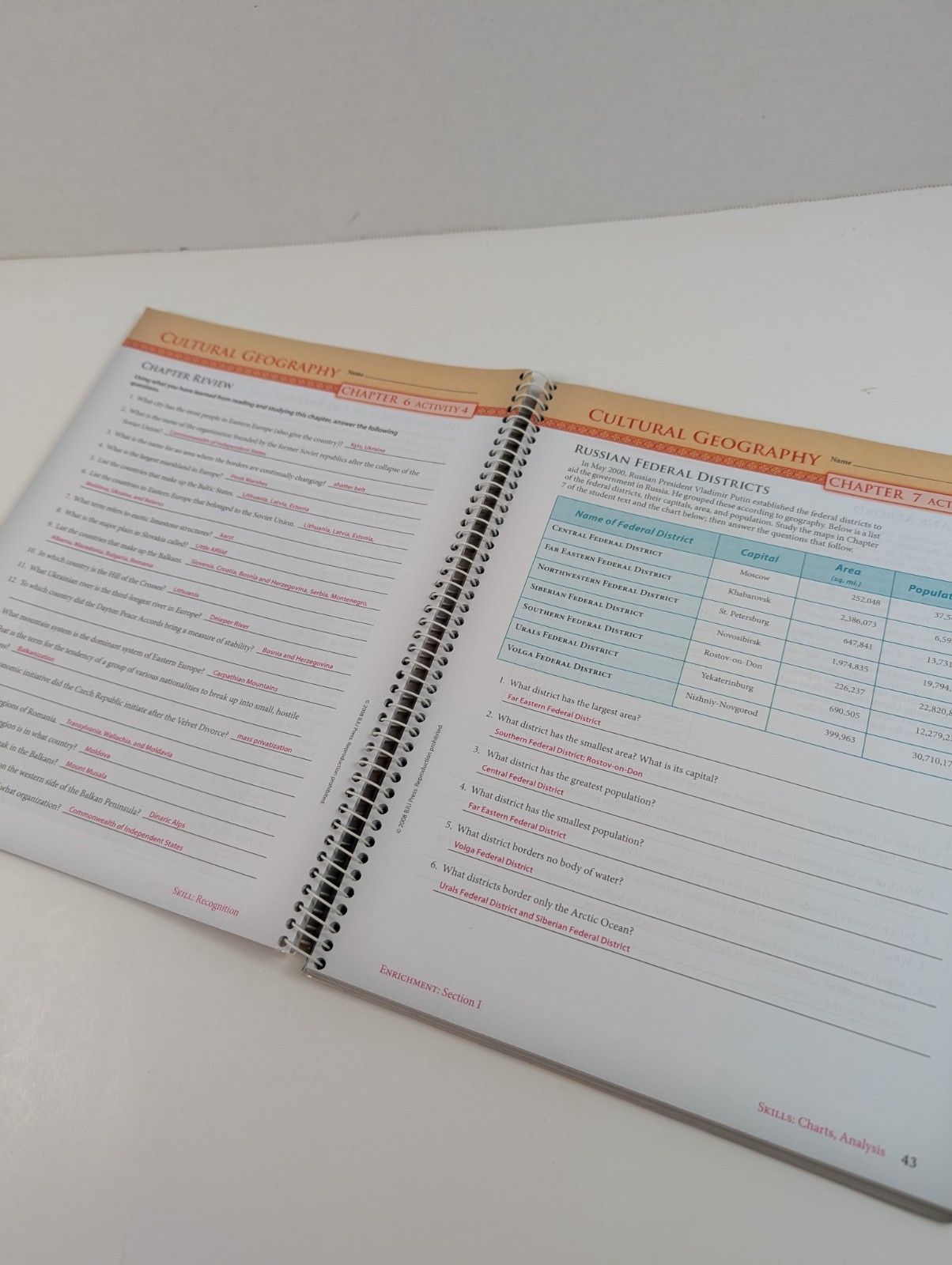 BJU Cultural Geography 3rd Ed Student Activities Answer Key 2008 Bob Jones