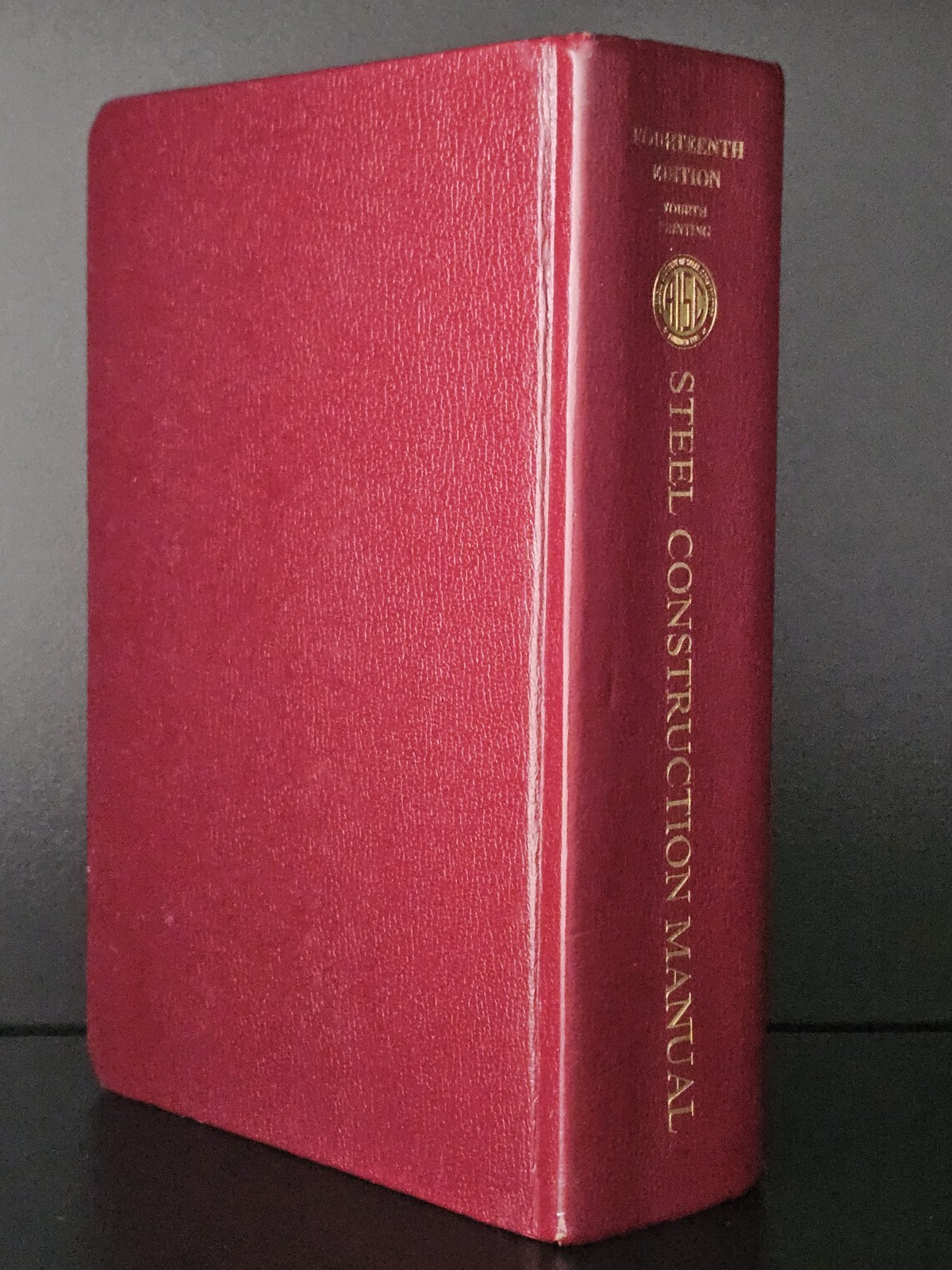 AISC Steel Construction Manual 14th Edition Dark Red Burgundy Leather Hardcover