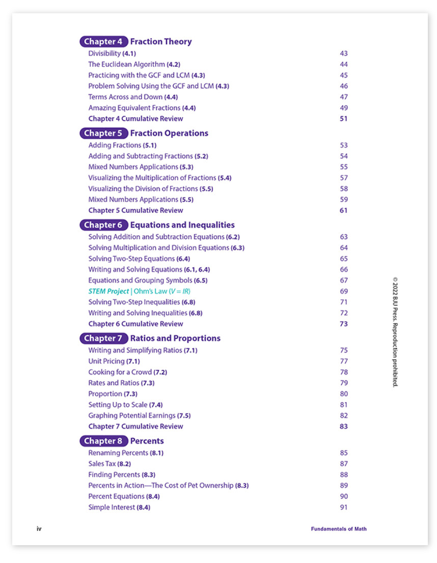 NEW BJU Press 7th grade FUNDAMENTALS OF MATH STUDENT ACTIVITIES 3rd Ed workbook