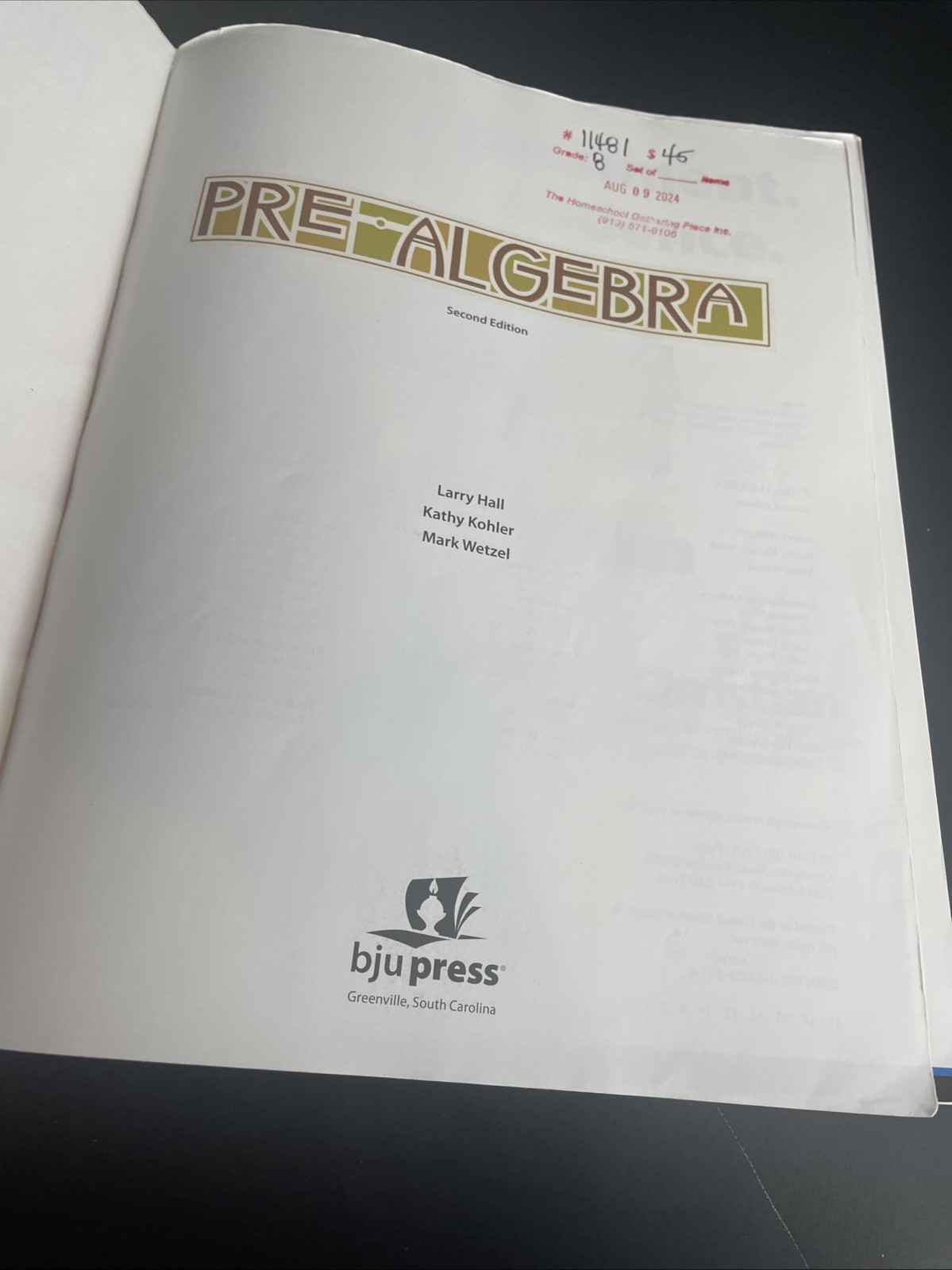 Bob Jones Pre-Algebra Second Edition Student Text – No writing