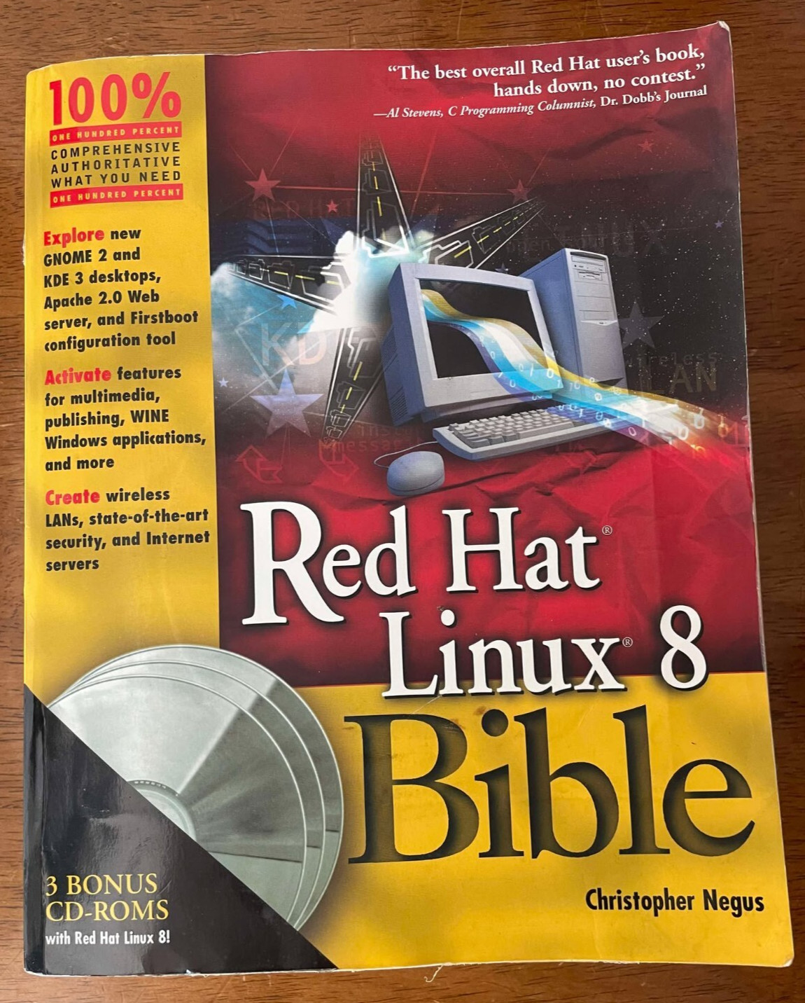 Red Hat Linux 8 Bible by Christopher Negus, trade paperback, NO CD-ROMs