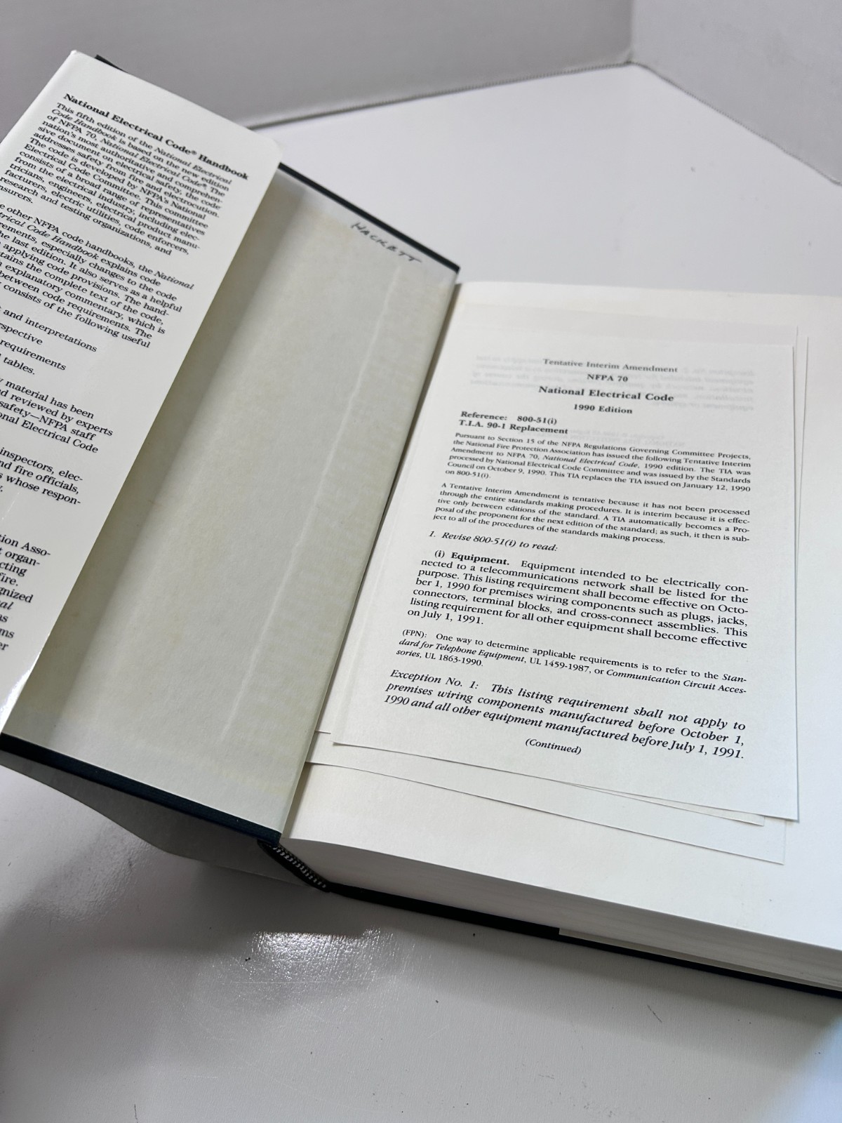 The National Electrical Code 1990 Handbook, Hardcover w/Dustjacket Very Good