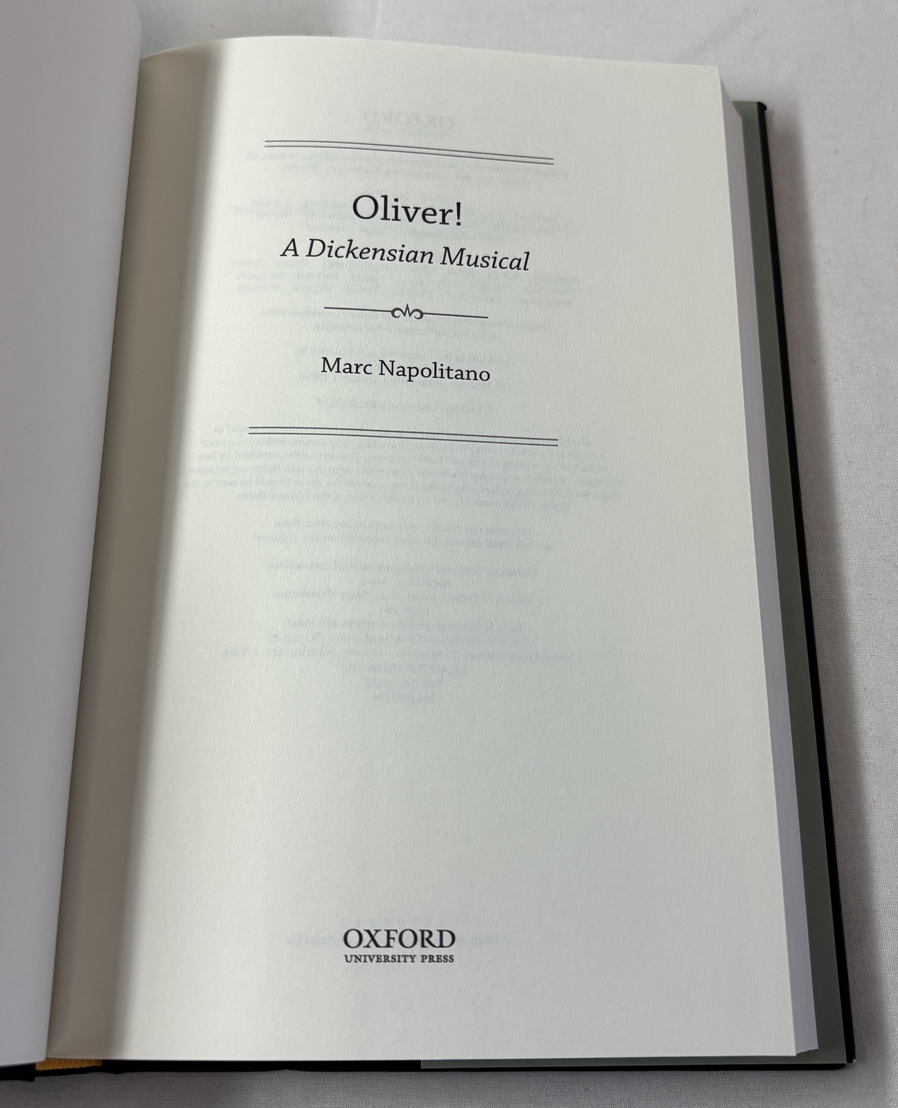 2014 Marc Napolitano OLIVER! A Dickensian Musical ~ hc dj 1st
