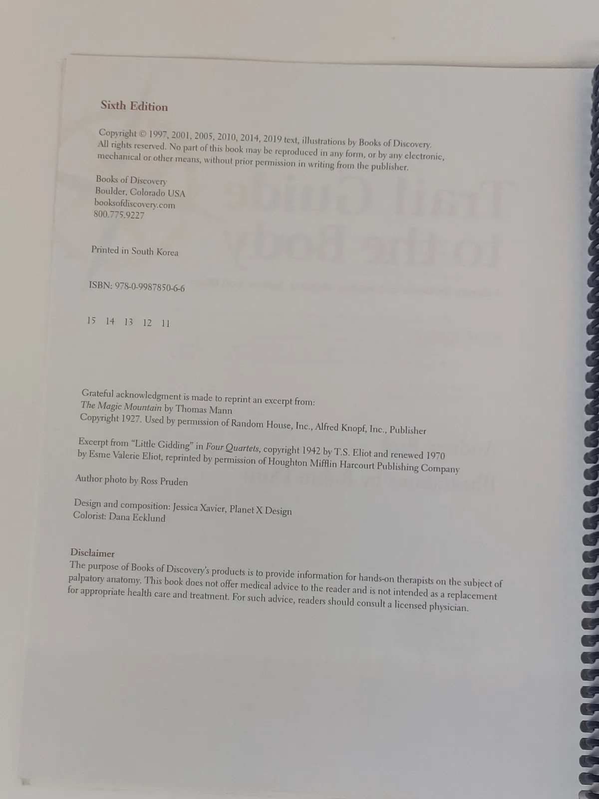 Books Of Discovery Trail Guide To The Body Spiral Bound Textbook White Sixth