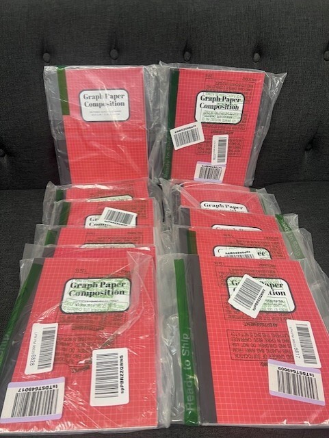 12 Pk. Graph Paper Composition Notebooks. Quad Ruled, 100 Sheets Large, 8.5 x 11