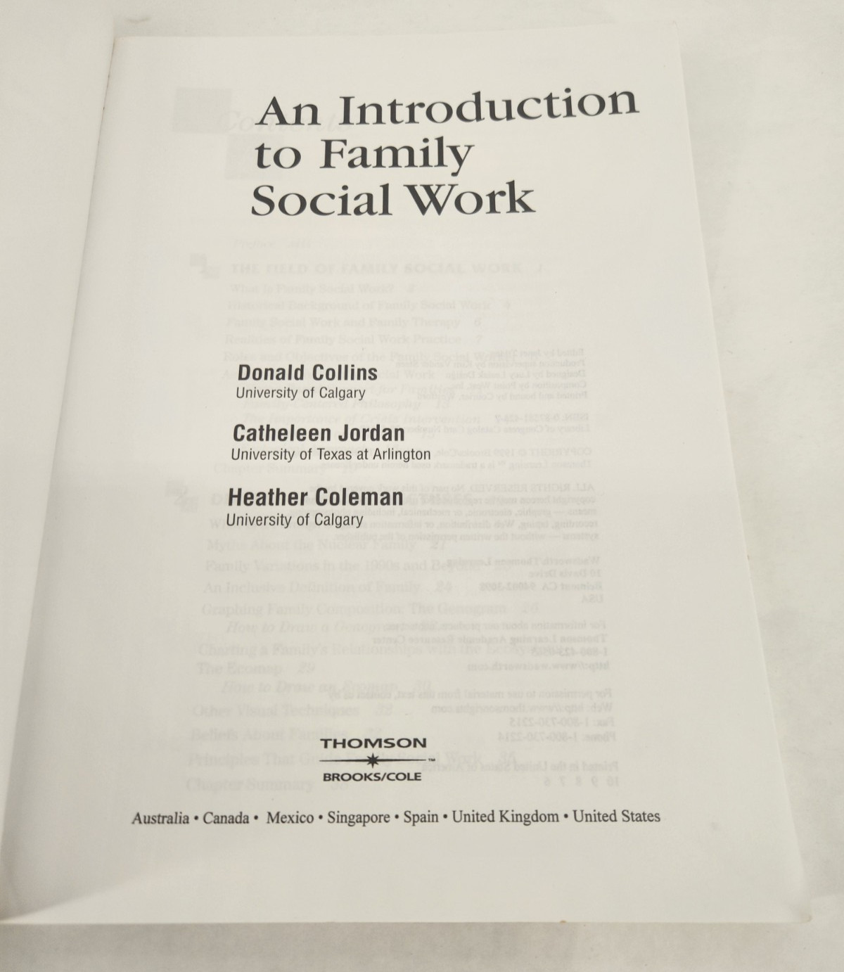 An Introduction to Family Social Work by Collins, Donald 1999 paperback