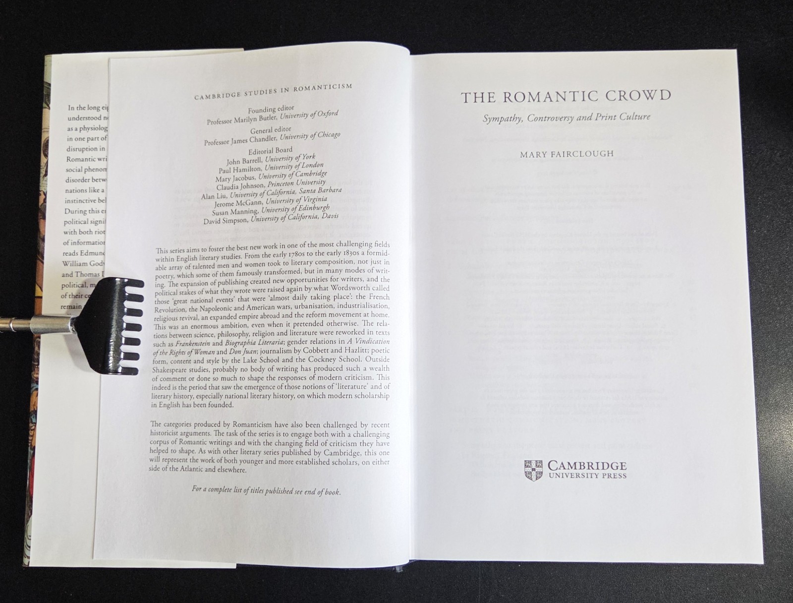 THE ROMANTIC CROWD – Mary Fairclough (hc/dj) 2013 As New Cambridge Press