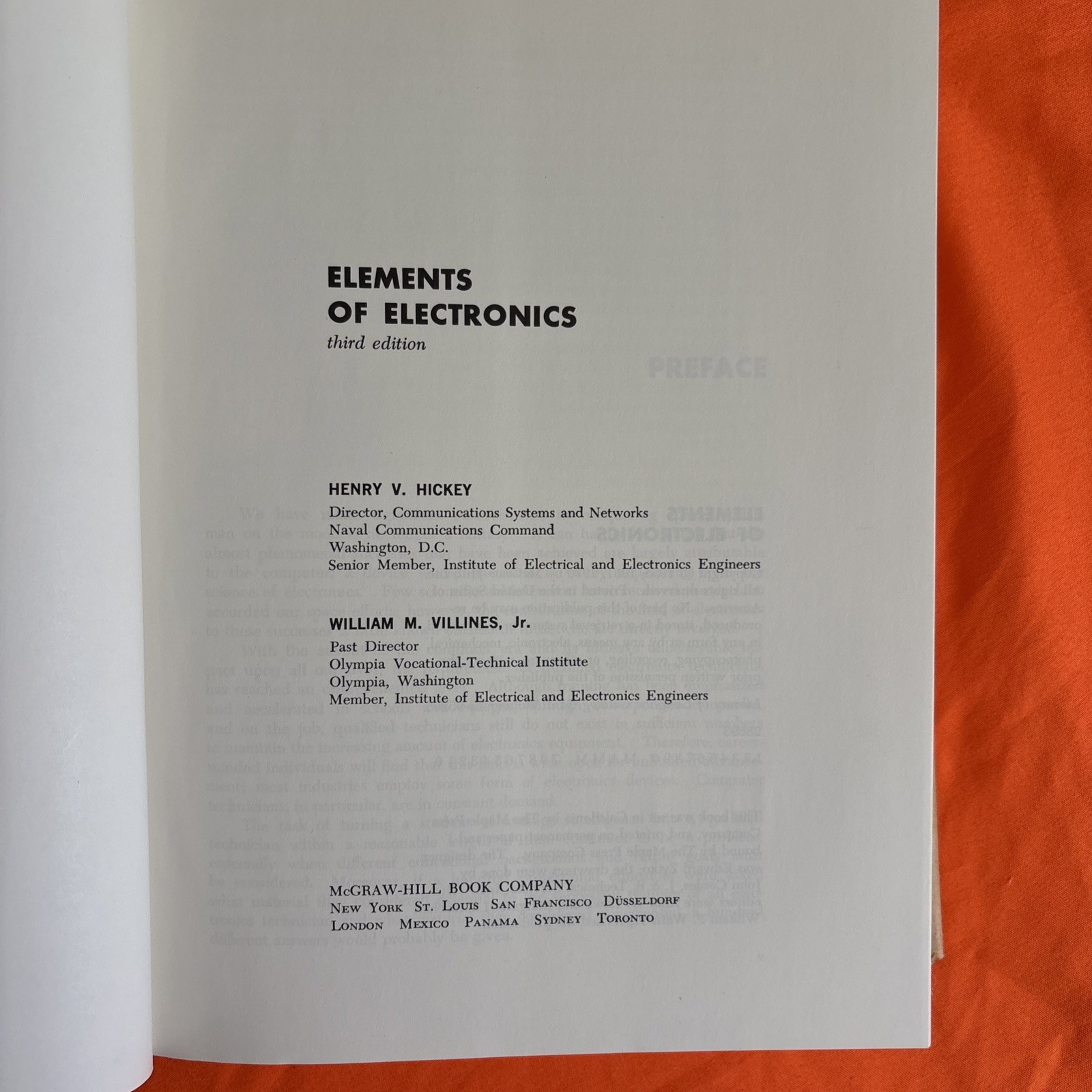 Elements Of Electronics Hickey & Villines Hardcover McGraw-Hill
