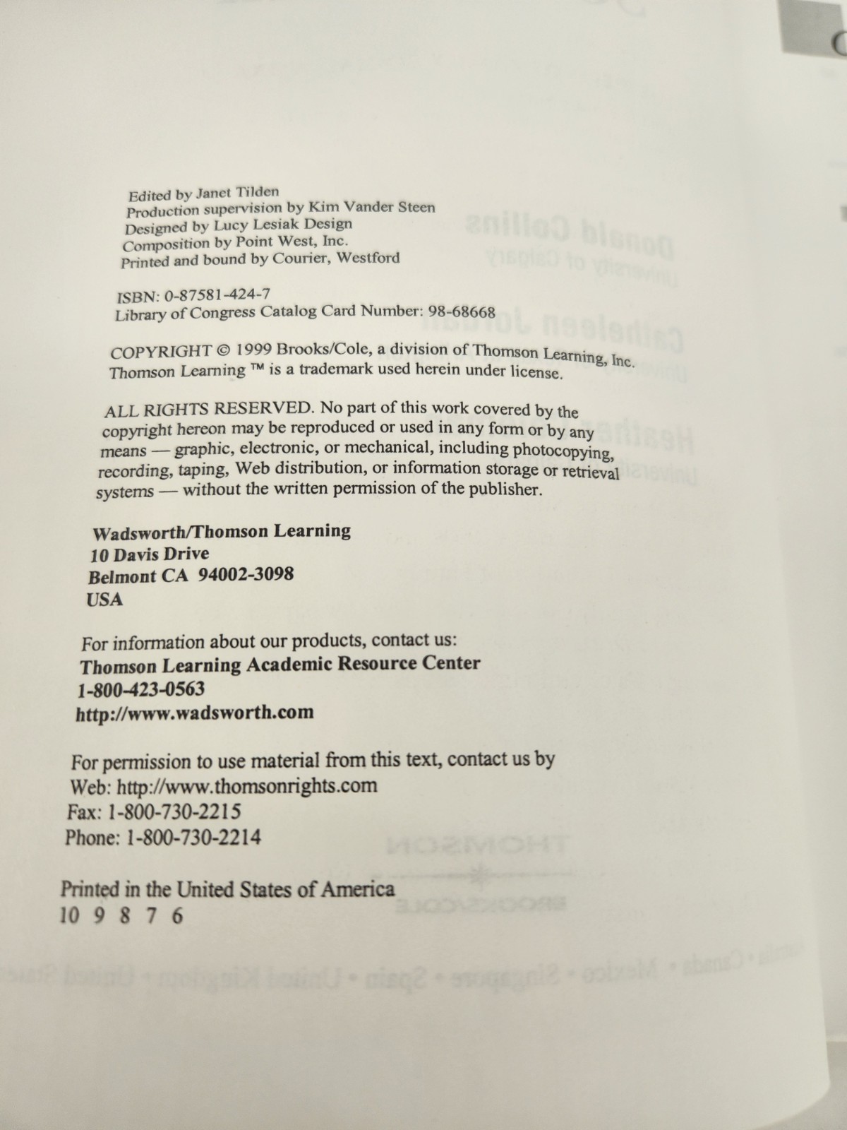 An Introduction to Family Social Work by Collins, Donald 1999 paperback