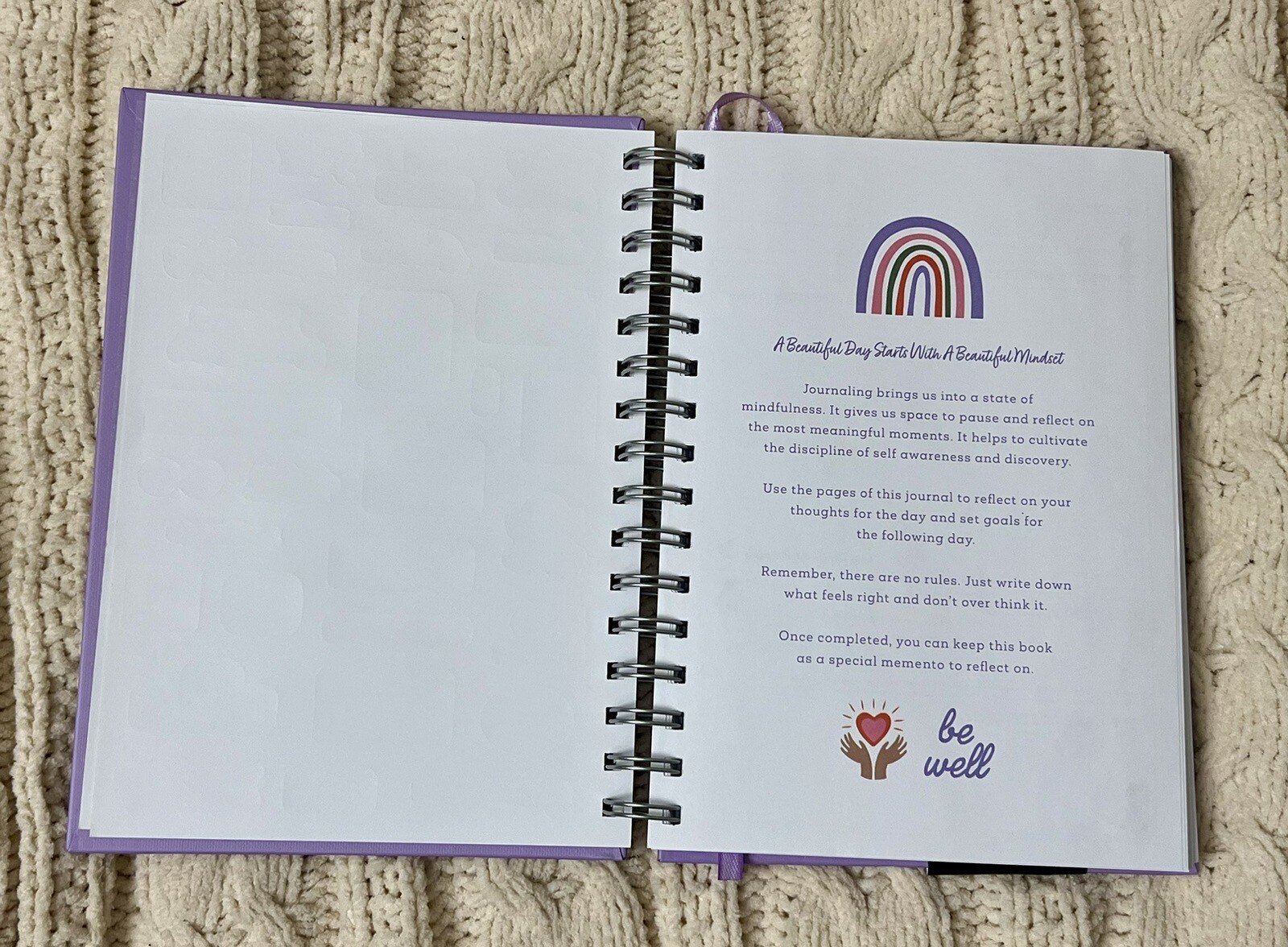 Mindfulness Journal Purple – Hardcover, Spiral Bound, 2 Sticker Sheets, 272 Page