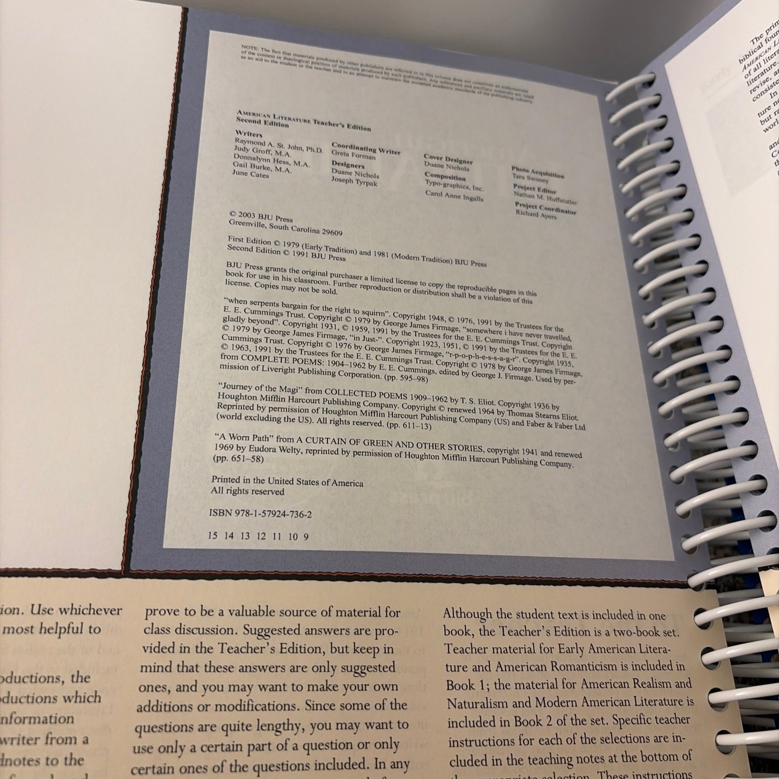 BJU American Literature, Teacher’s Ed. 2nd Ed. ( Book 1 & 2)