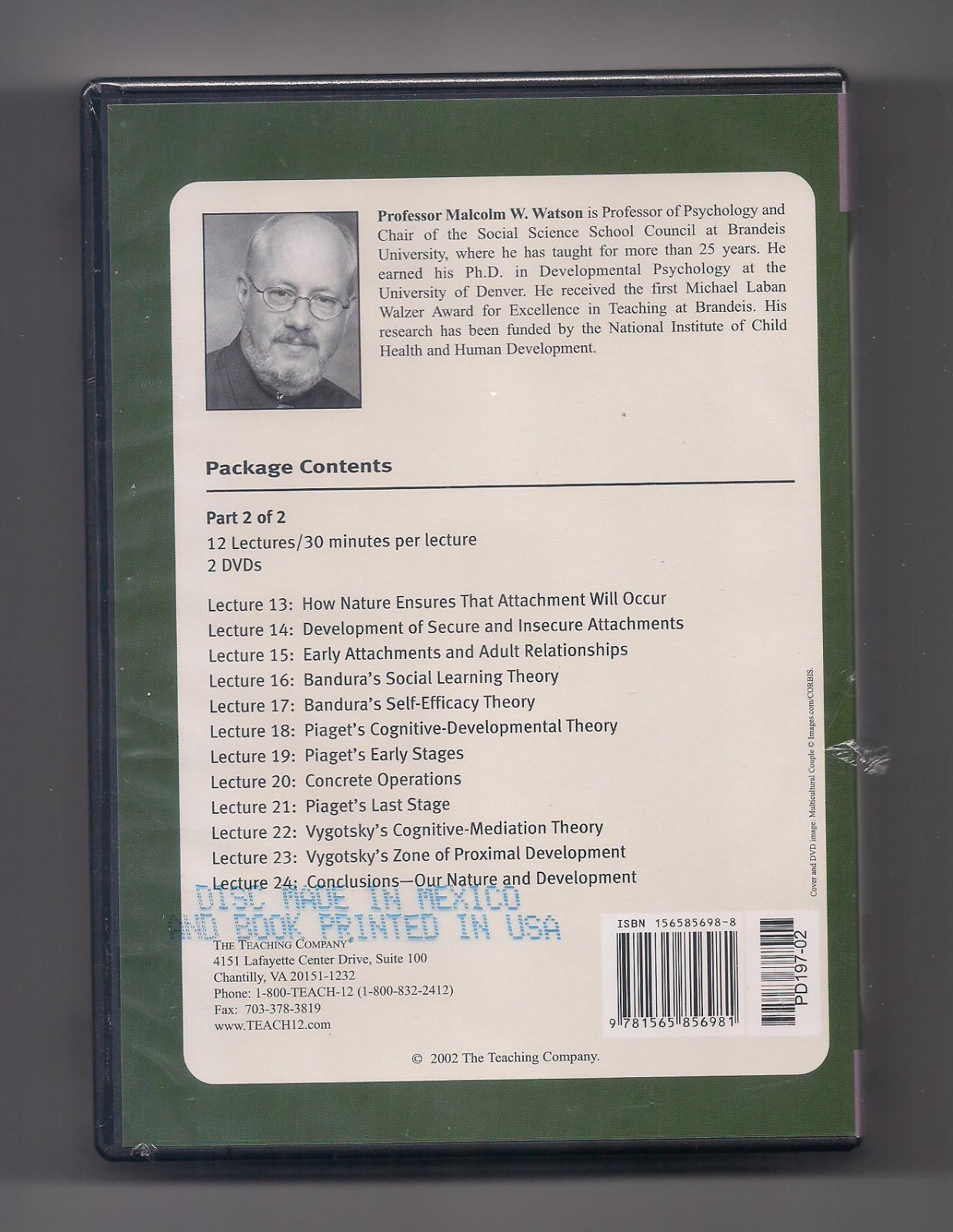 THEORIES OF HUMAN DEVELOPMENT Parts 1 & 2 4-DVD set + Book SEALED Great courses