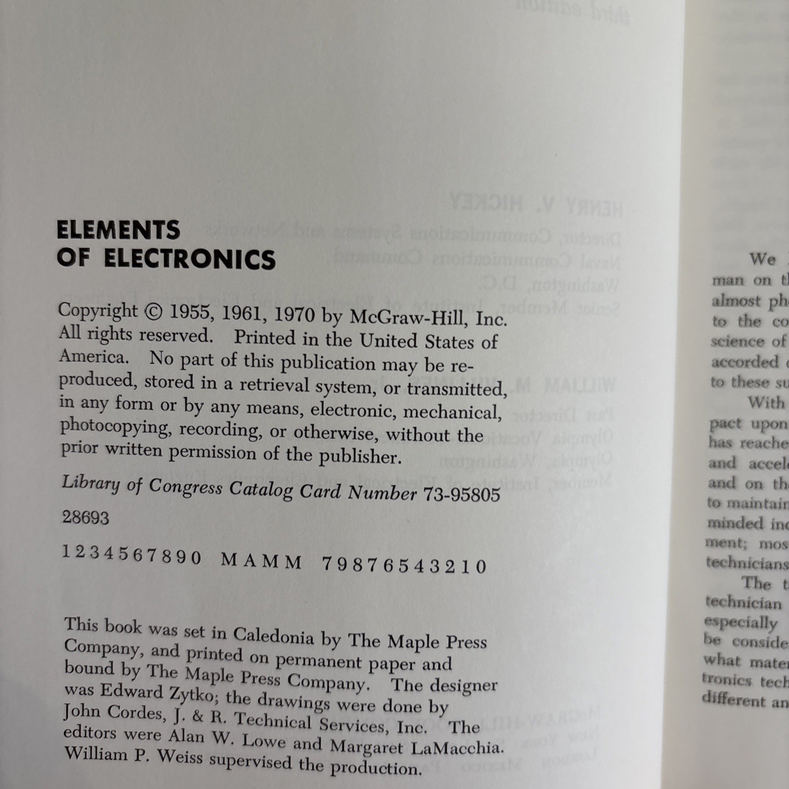 Elements Of Electronics Hickey & Villines Hardcover McGraw-Hill