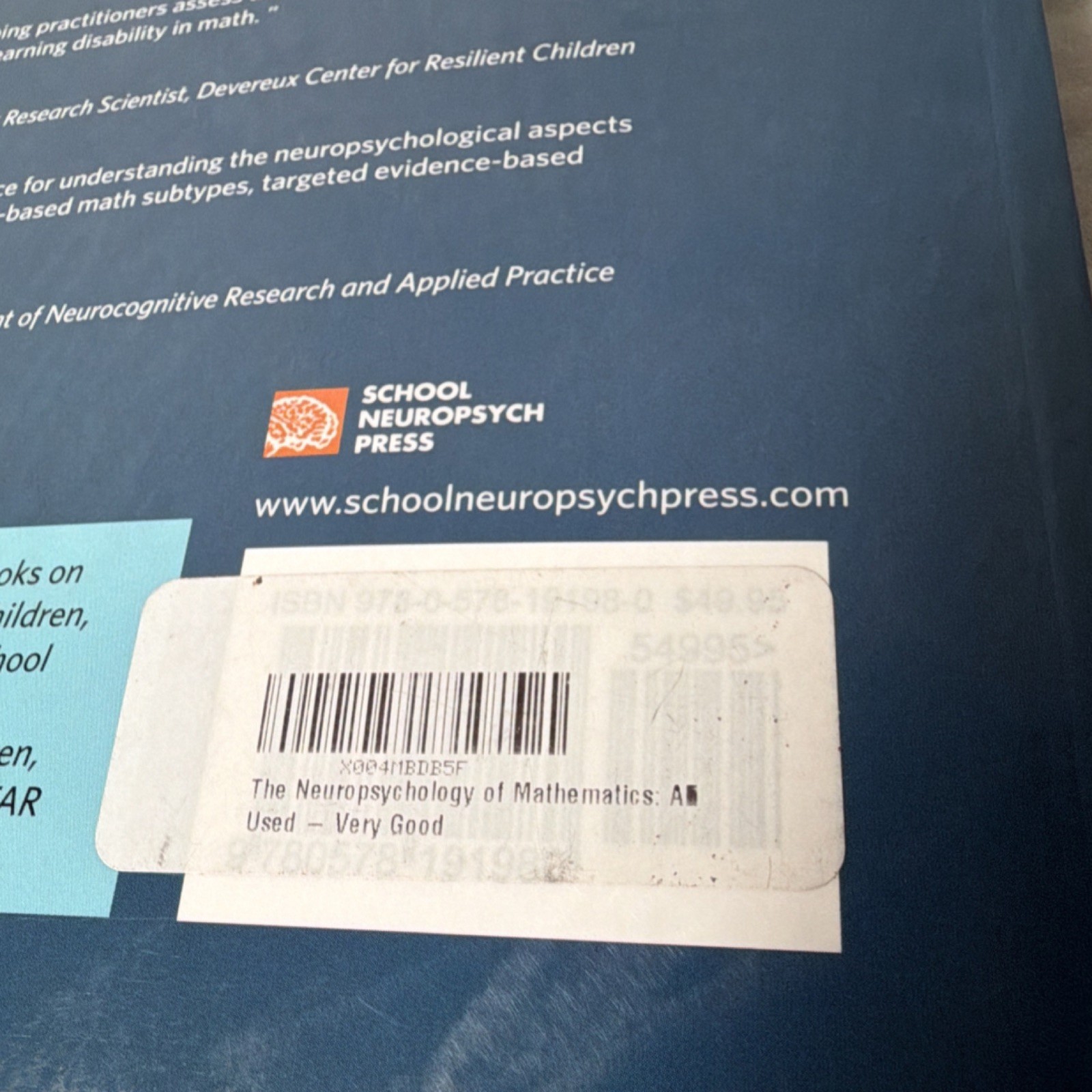 Steven G. Feifer Neuropsychology of Mathematics Paperback School Neuropsych Pre…