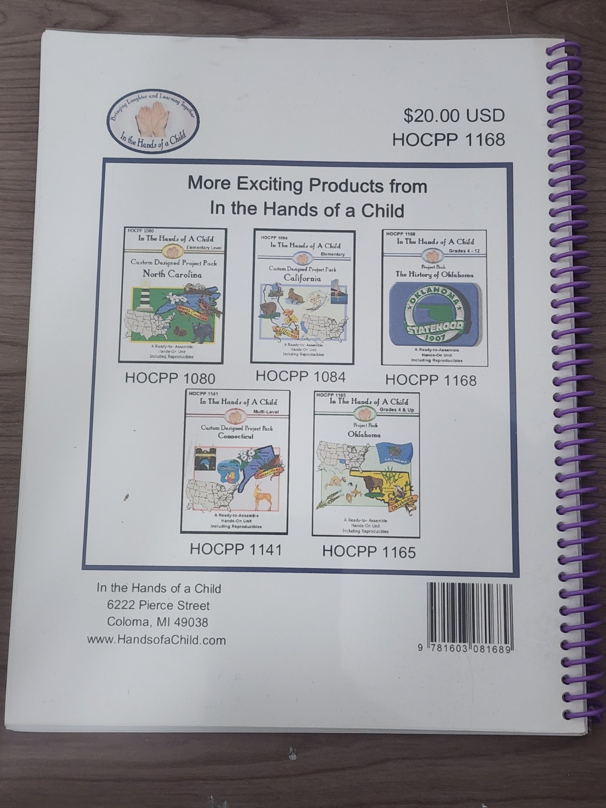 🕮 A8~In The Hands of a Child PROJECT PACK THE HISTORY OF OKLAHOMA Grades 4-12