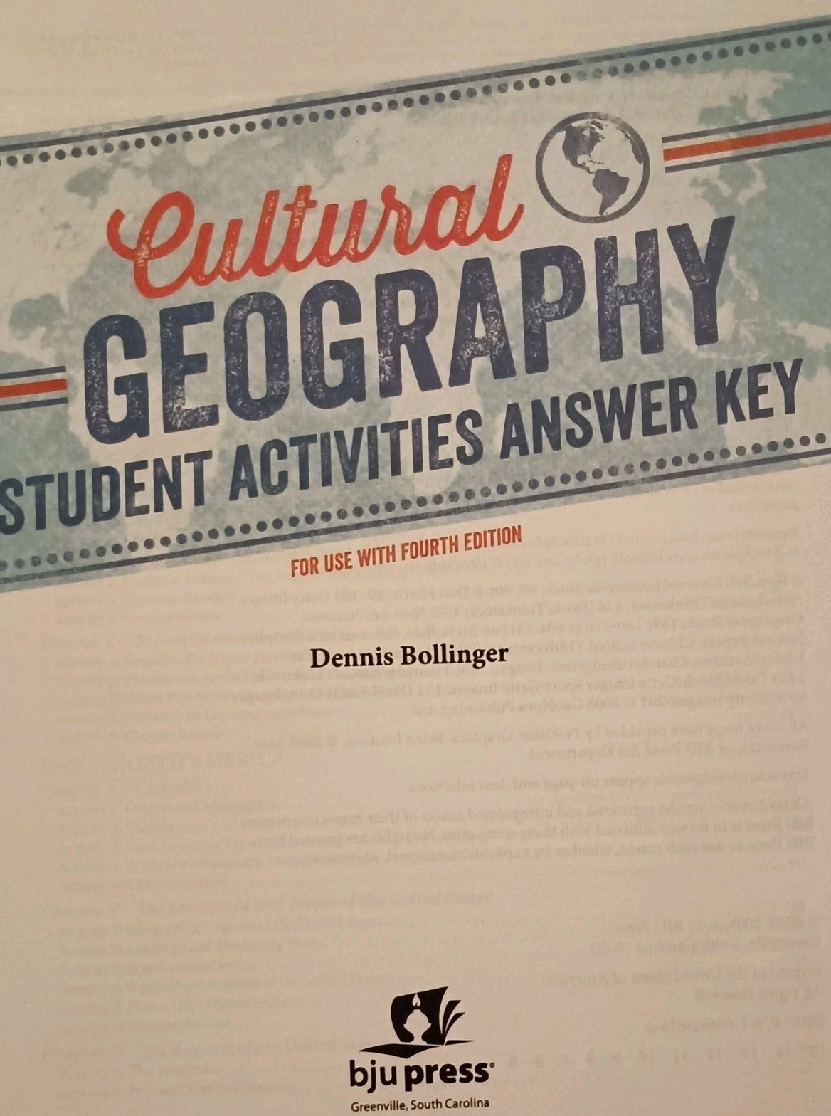BJU Press Cultural Geography Student Text and Activity Answer Key 4th Edition