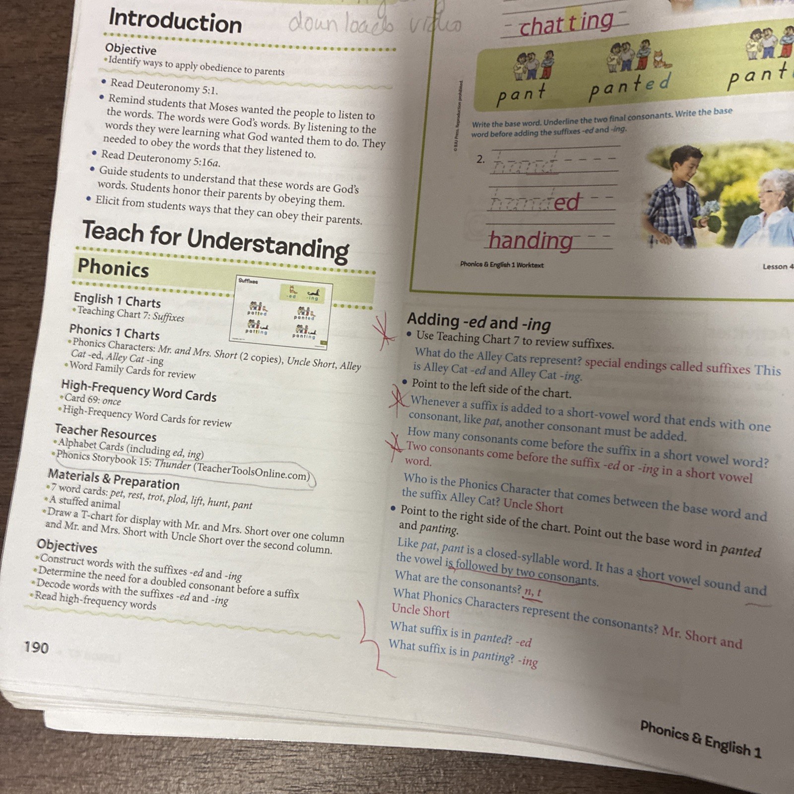 BJU Grade 1 Phonics and English 1 Teacher Edition – Two Volumes, Fourth Edition