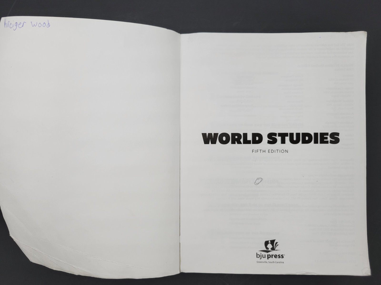 BJU Press World Studies Grade 7 5th Fifth edition Paperback 526210 USED w Wear