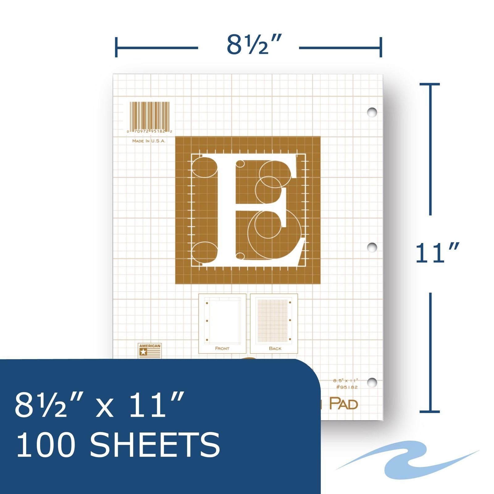 ROARING SPRING Engineering Pad, 8.5 x 11, 100 Sheets 15 Buff Paper, 5×5 Print…