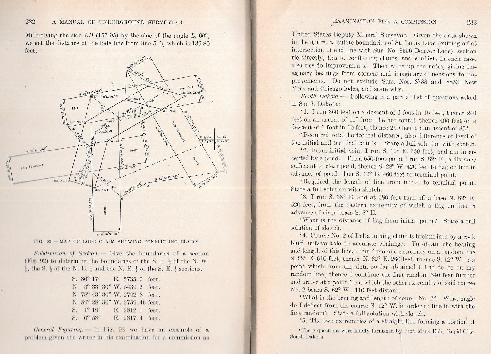 «MANUAL OF UNDERGROUND SURVEYING» by L. W. Trumbull – 1910