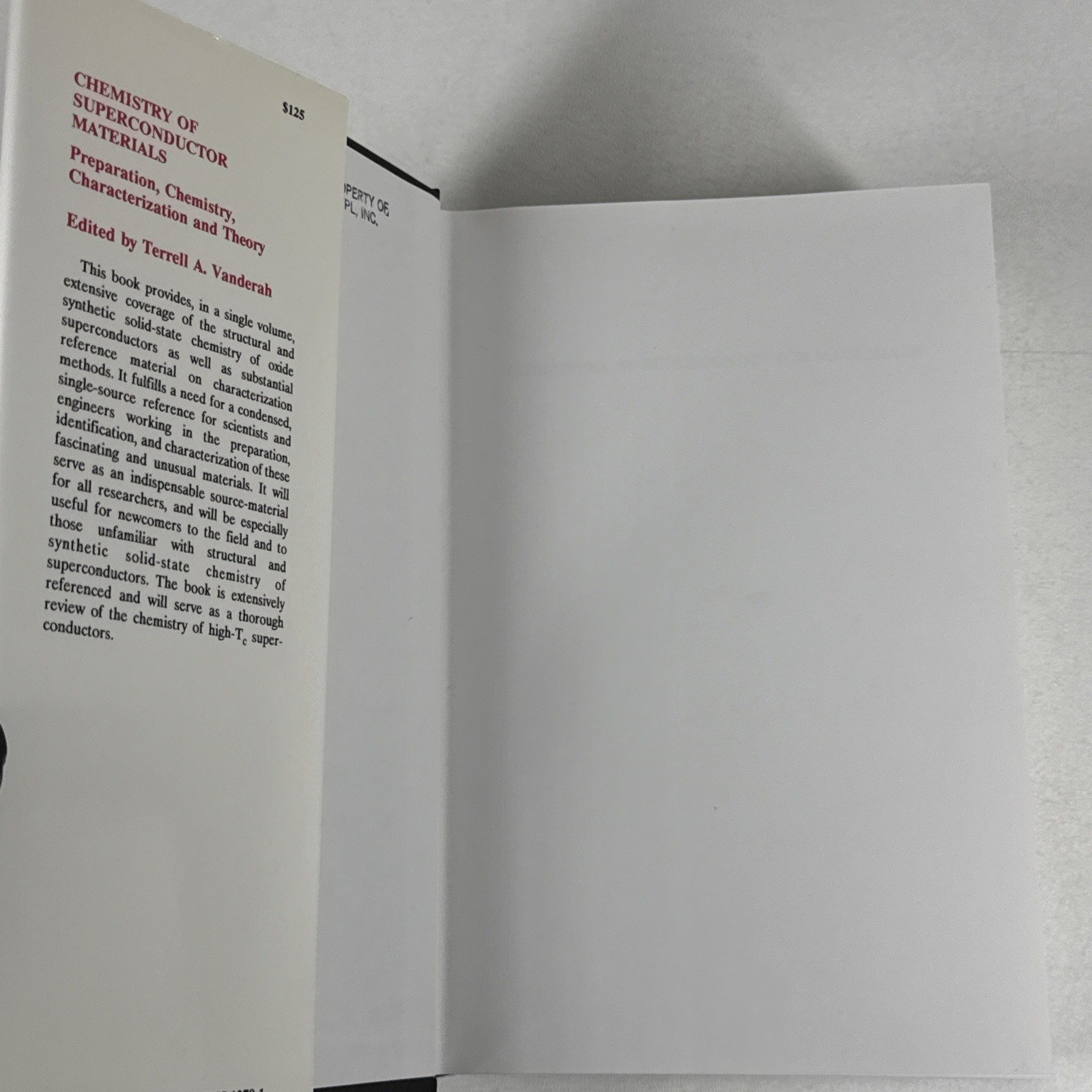 Chemistry of Superconductor Materials Vanderah Terrell A Noyes Publications 1992