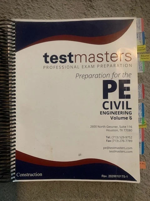 TestMasters Exam Prep PE Civil Engineering Construction vol 6