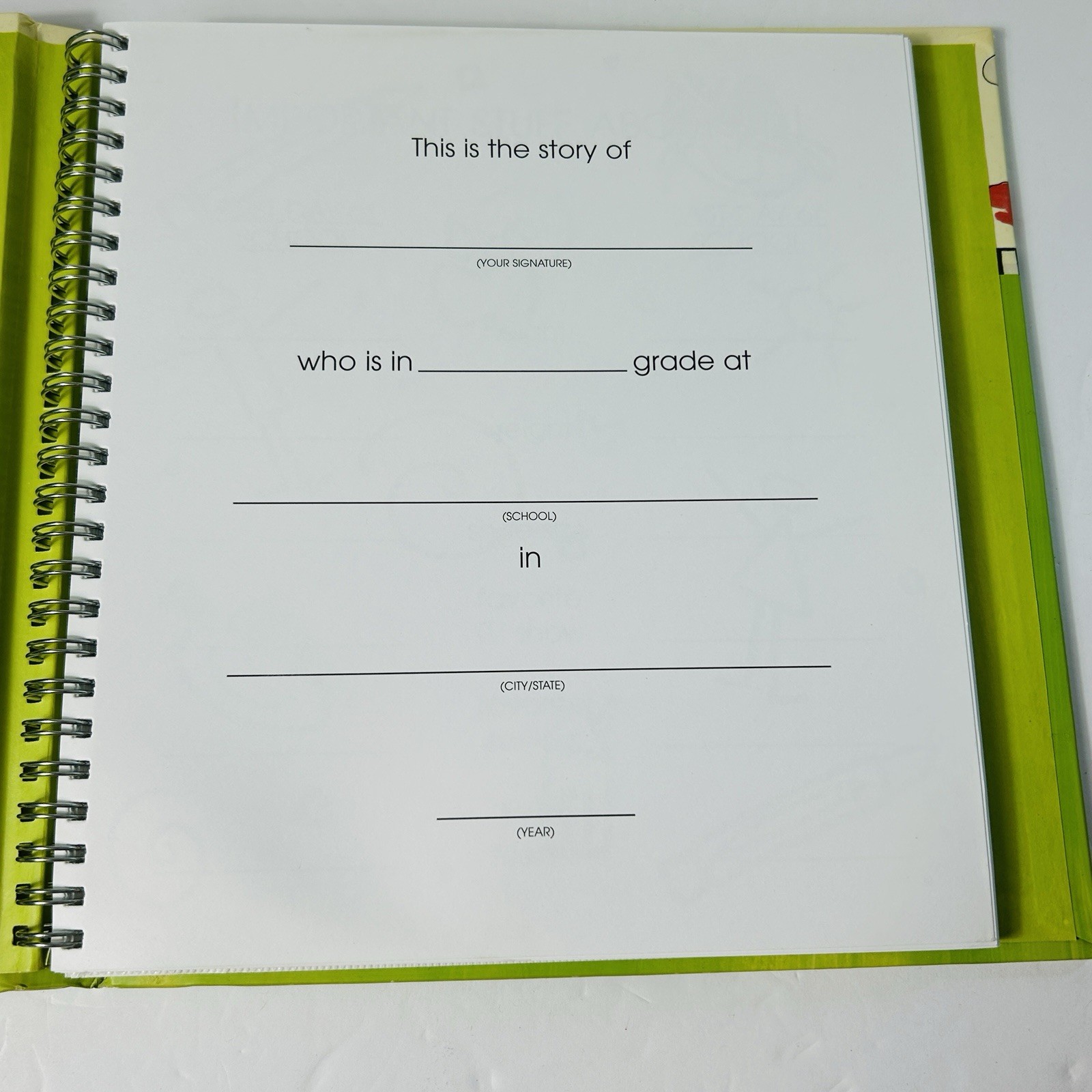 My Second Grade Year Hardcover Spiral Bound School Journal Scrapbook 2002