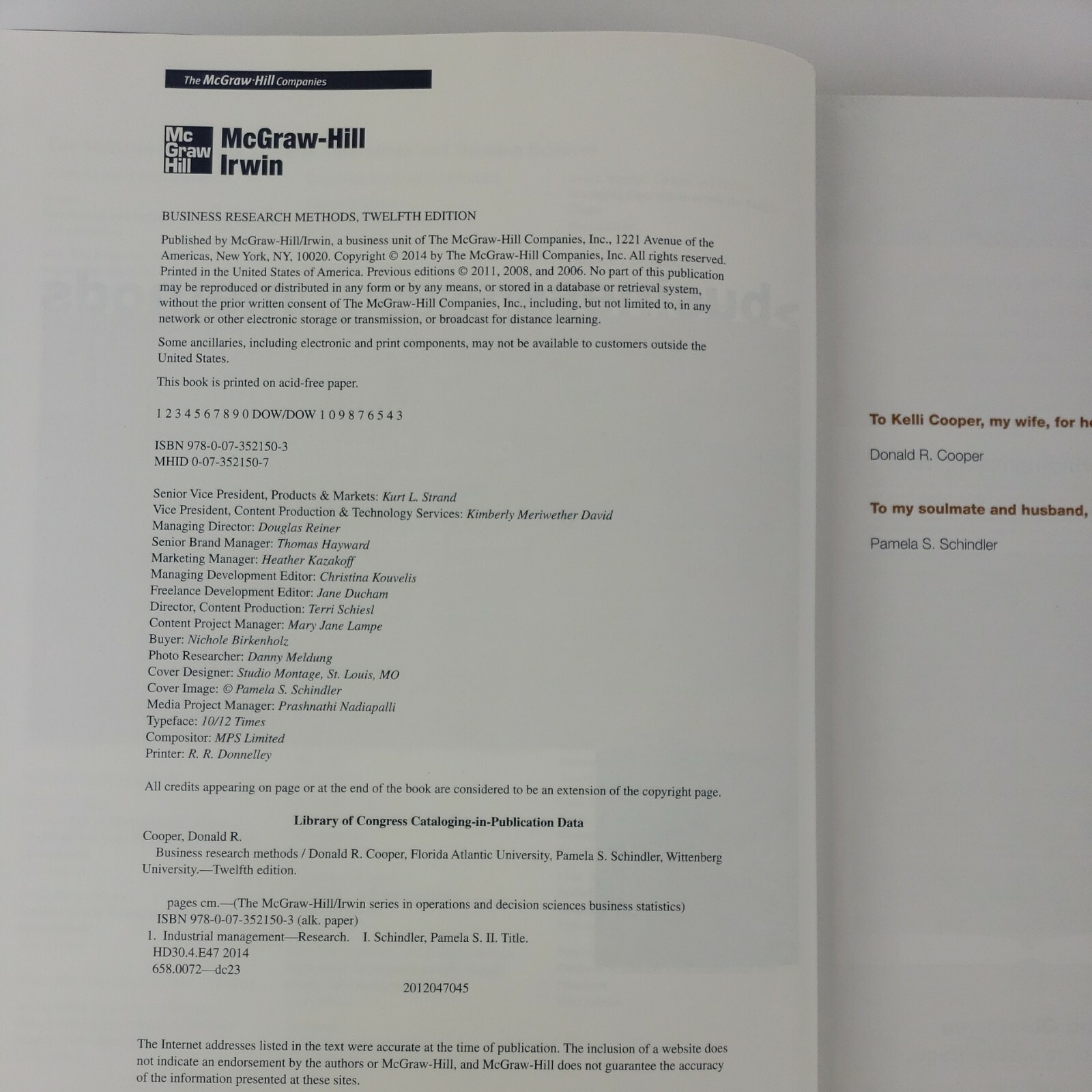 Business Research Methods by Pamela Schindler & Donald R. Cooper 2013, 12th ed.
