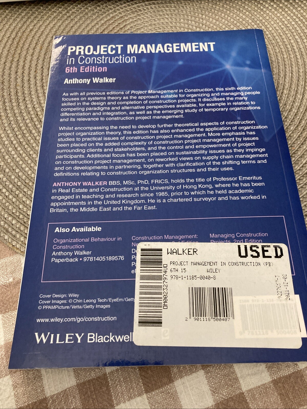 Project Management in Construction Anthony Walker 6th Edition Textbook 2015 VG