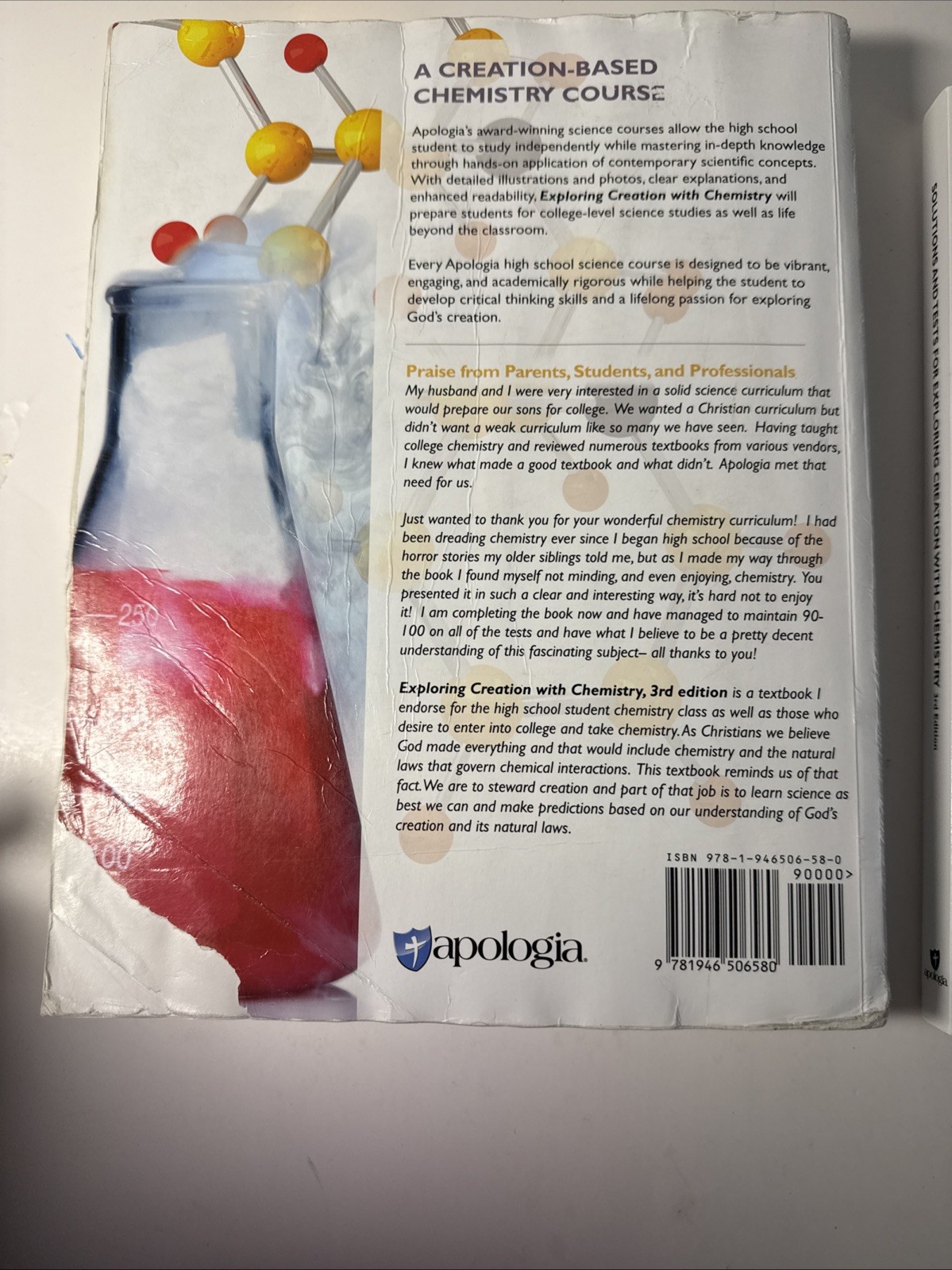 apologia chemistry (3rd ed) Textbook & Solutions/test Book, Water Damage