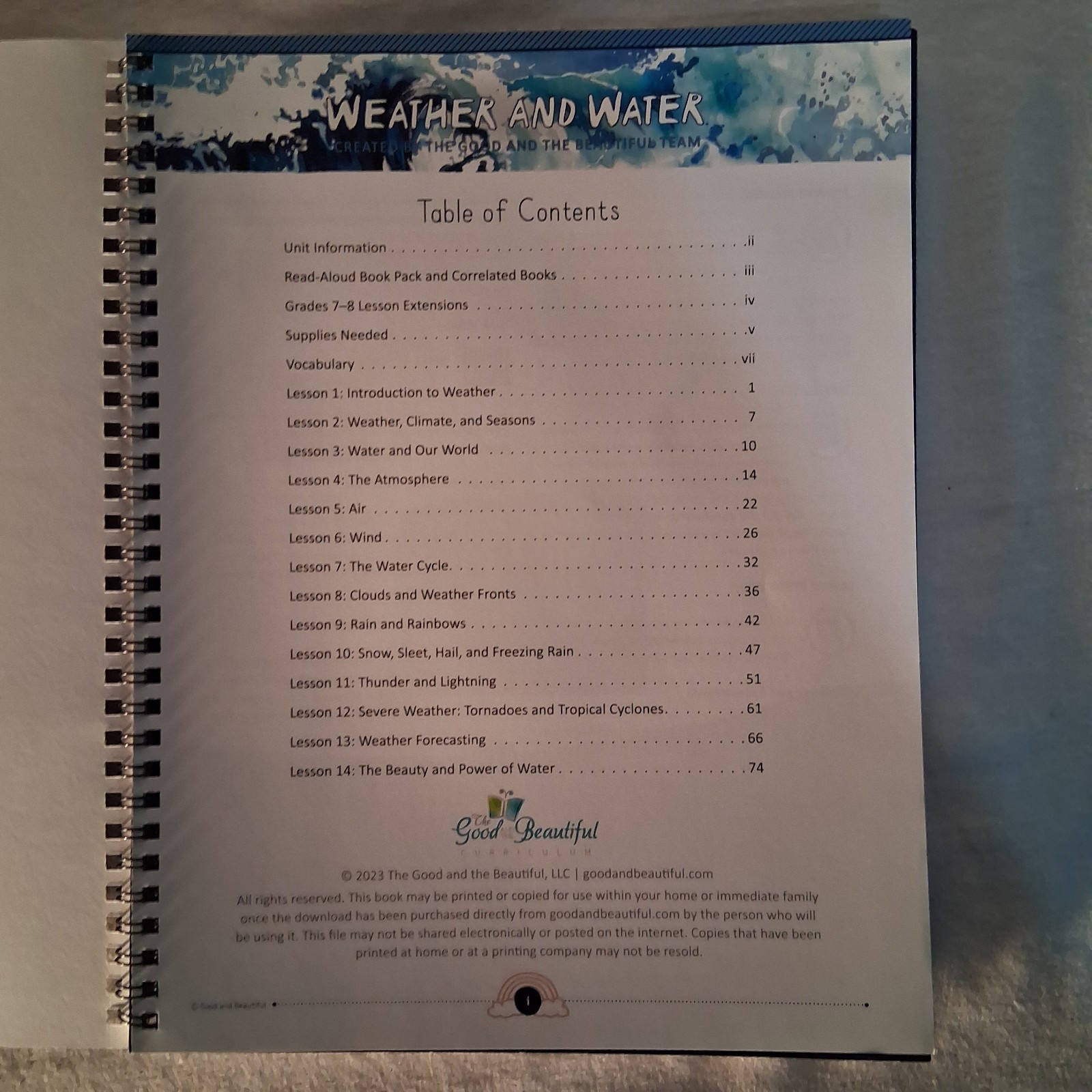 The Good And The Beautiful Weather And Water 3-8 Unit Study Teacher’s Book