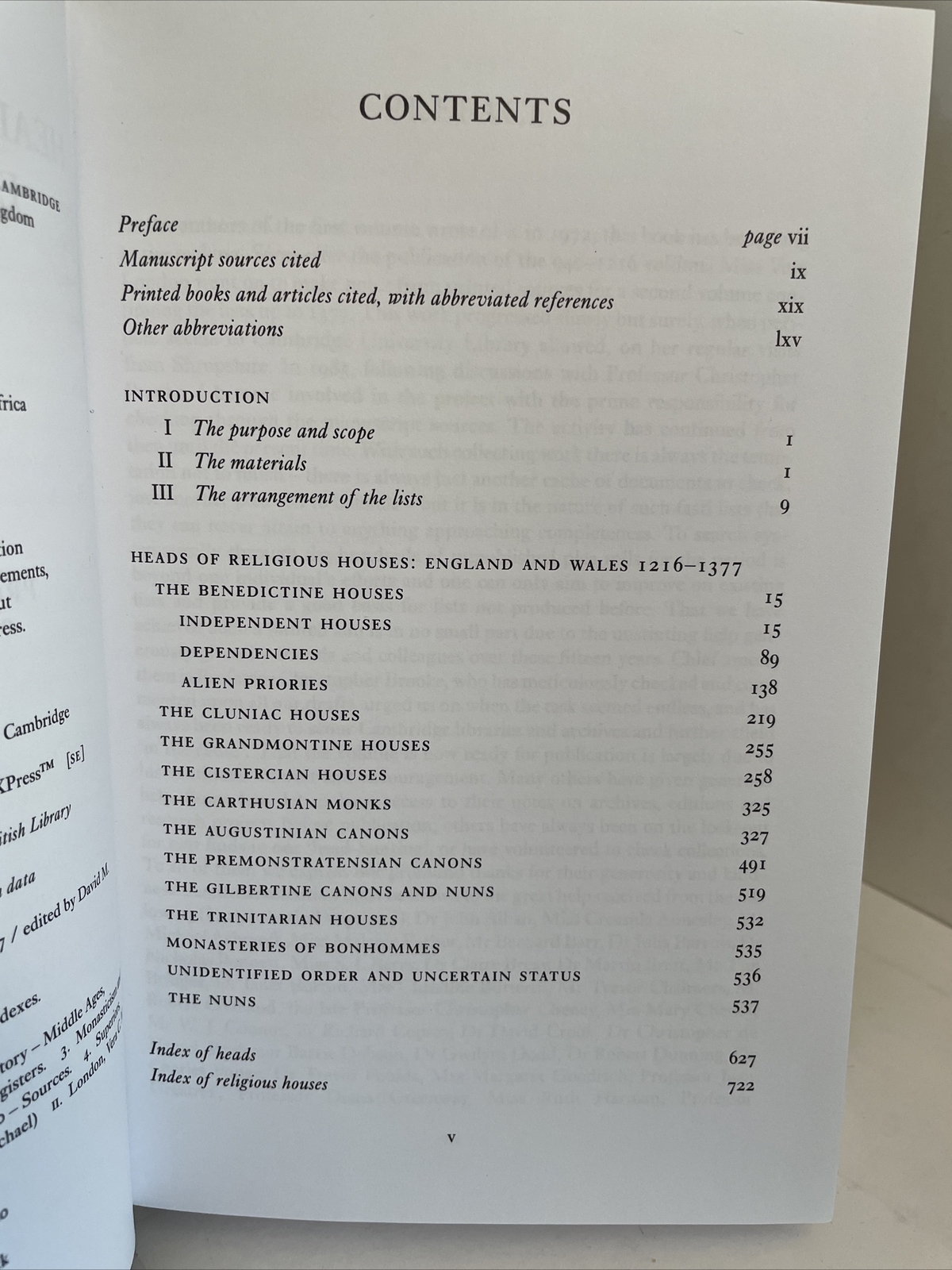 The Heads of Religious Houses England and Wales II 1216-1377; ORDERS, ENGLISH