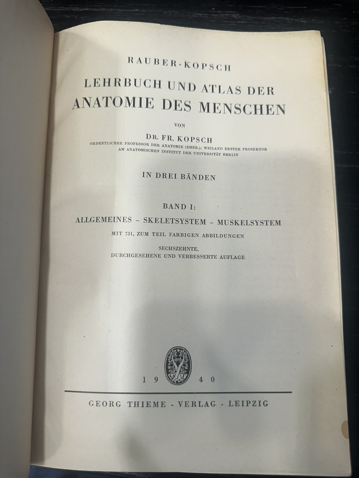 Atlas Of Human Anatomy 1952 Vol 1 In German Skeletal, Muscular General systems