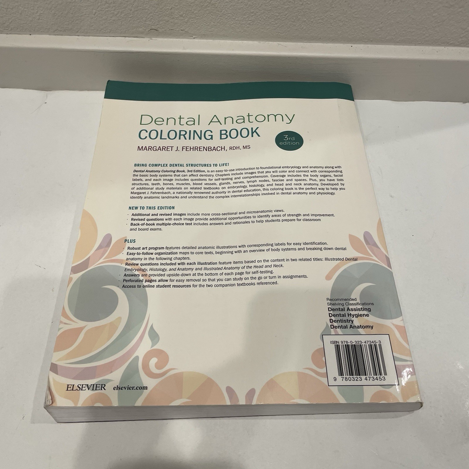 Dental Anatomy Coloring Book Margaret J. Fehrenbach 2018 Trade Paperback GREAT