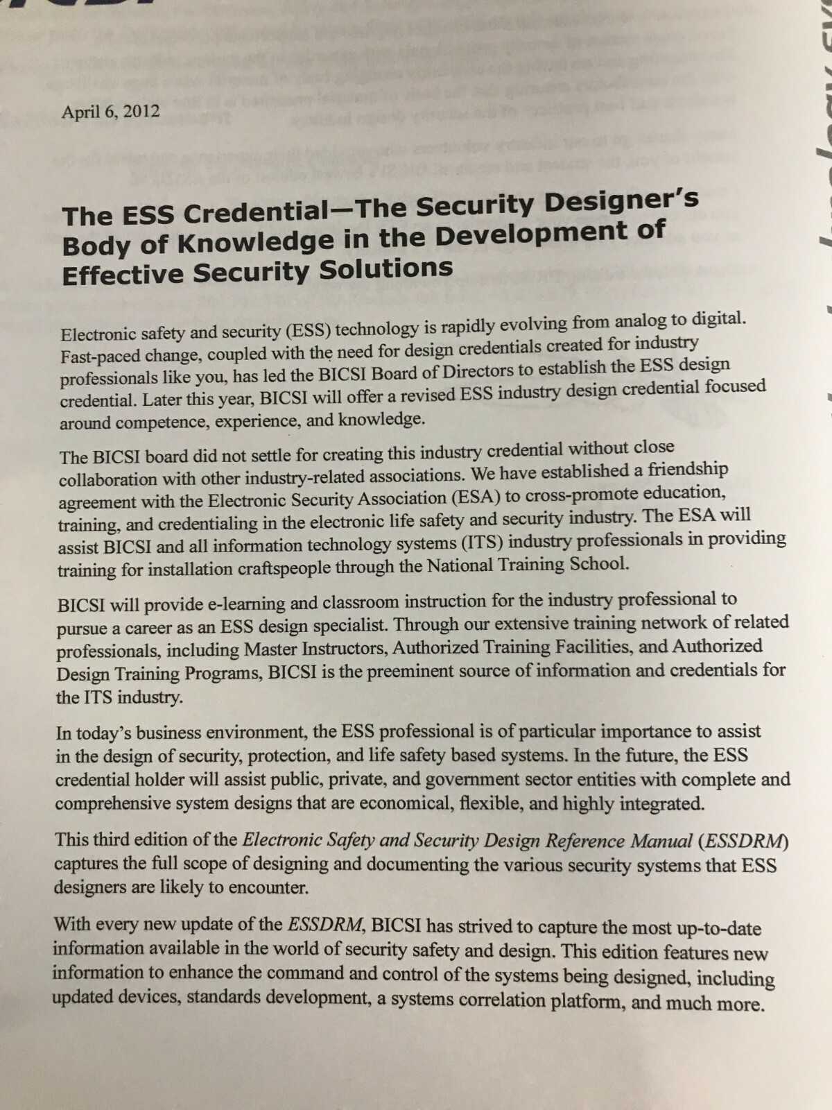 BICSI Electronic Safety & Security Design Reference Manual 3rd Edition