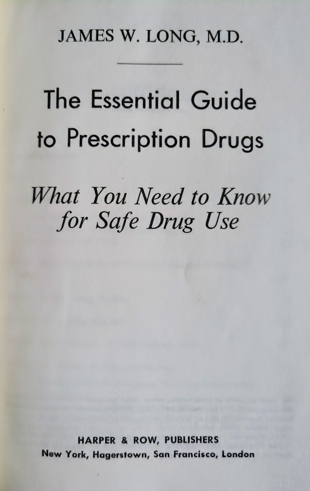 1977 Essential Guide To Prescription Drugs James Long – Vintage Medical Book