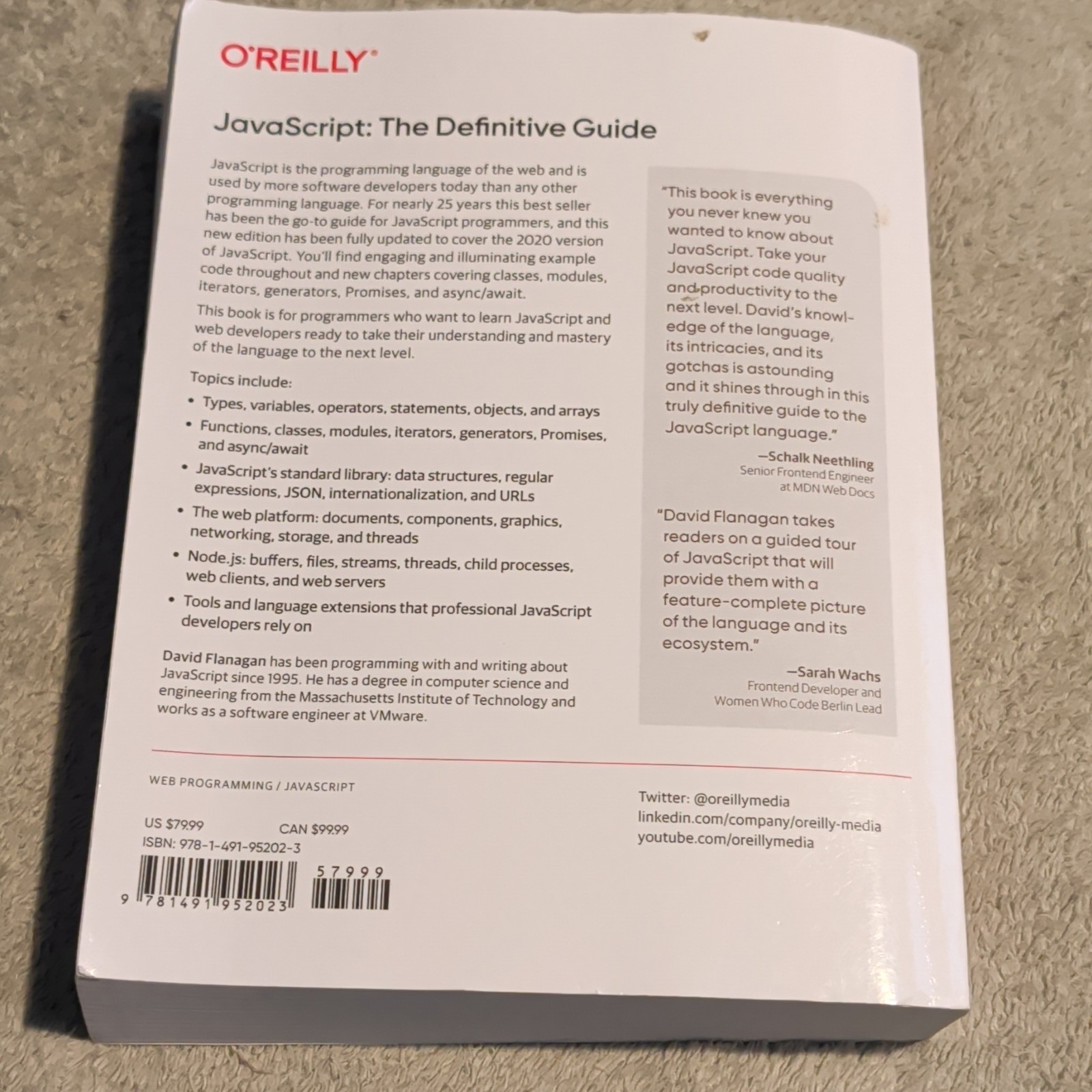 O’Reilly The Definitive Guide 7th Ed David Flanagan 2020 PB