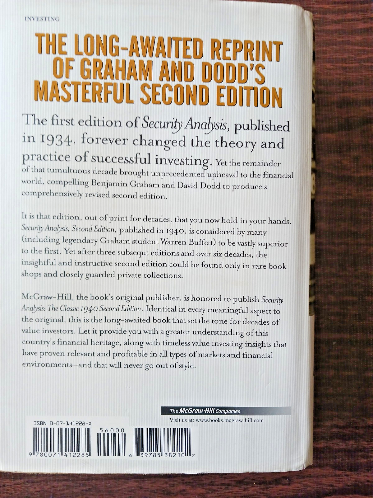 Security Analysis -The Classic 1940- Second Edition by Benjamin Graham – HC