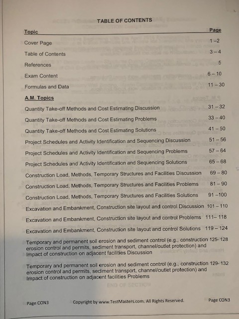 TestMasters Exam Prep PE Civil Engineering Construction vol 6