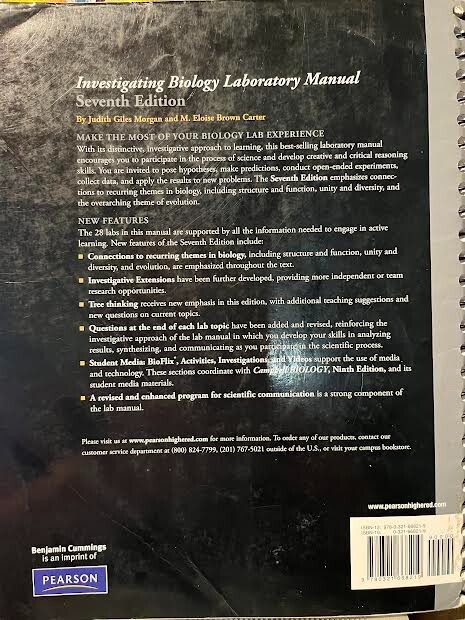 Investigating Biology Lab Manual by Lisa A. Urry, Peter V. Minorsky, Jane B….
