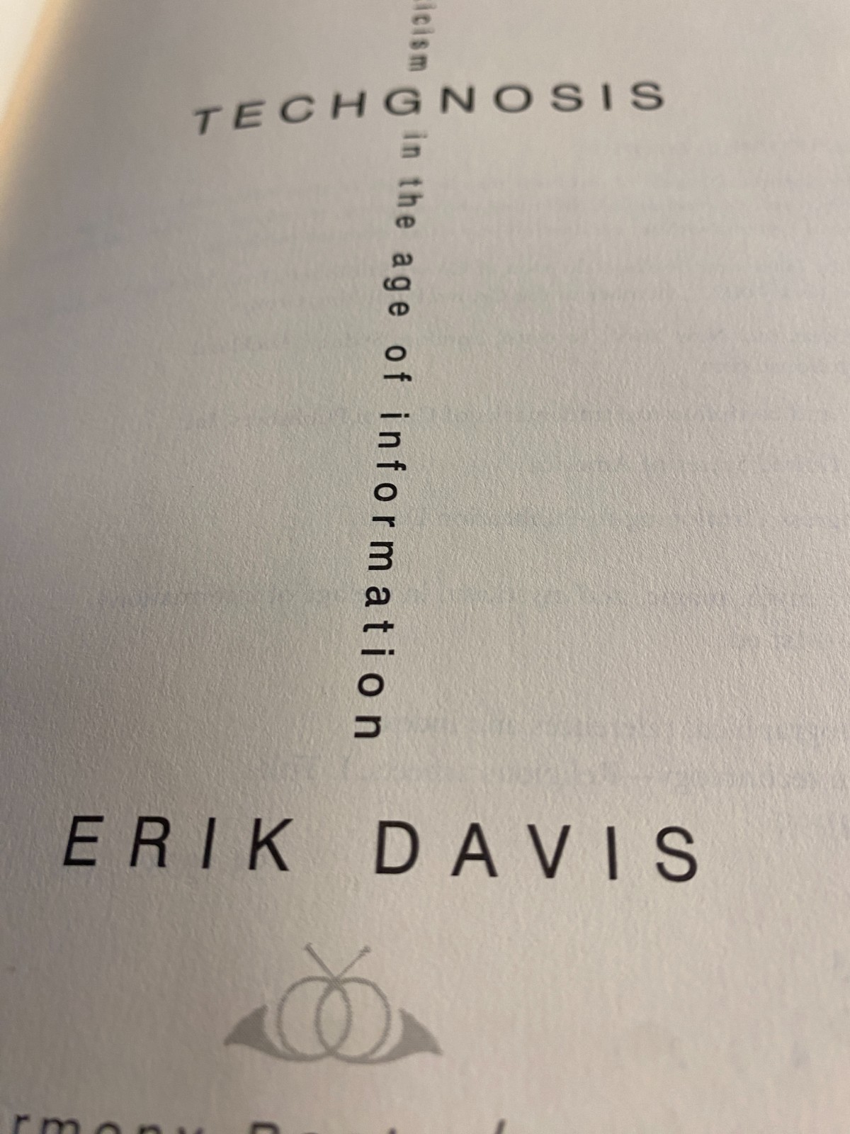 TECHGNOSIS Erik Davis 1998 Harmony Books 1st Edition Cyberculture Hardcover RARE