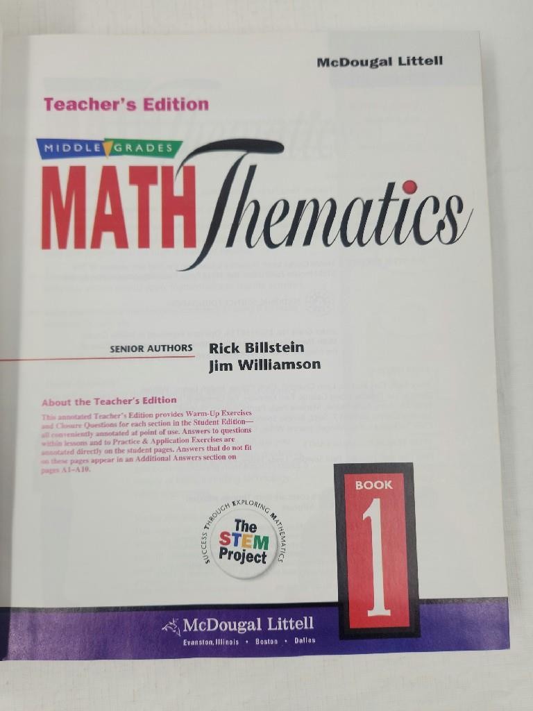 Middle Grades Math Thematics Book 1 Teacher’s Edition – McDougal Littell